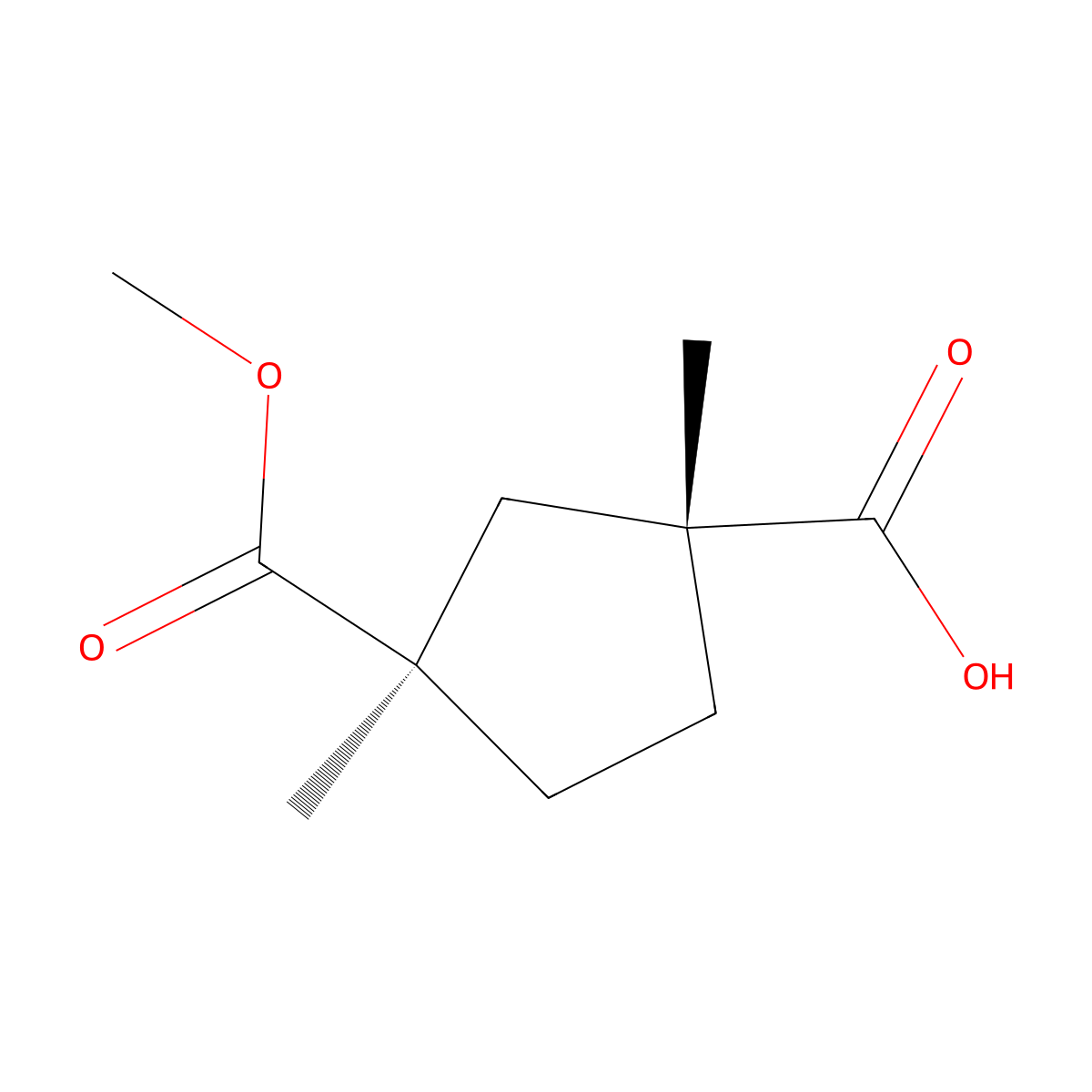 rac-(1R,3R)-3-(methoxycarbonyl)-1,3-dimethylcyclopentane-1-carboxylic acid molecular structure, CAS 2952824-97-2