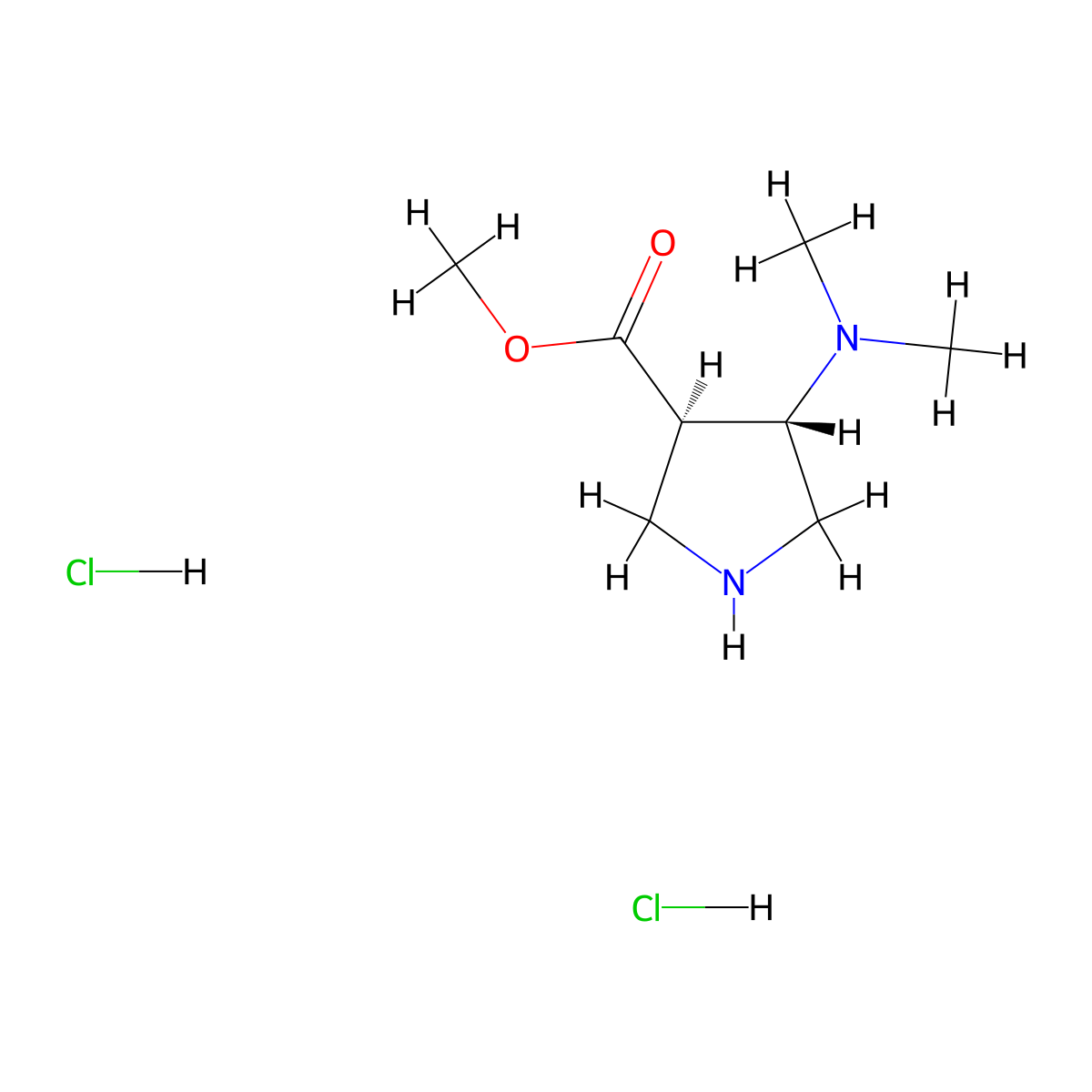rac-methyl (3R,4S)-4-(dimethylamino)pyrrolidine-3-carboxylate dihydrochloride molecular structure, CAS 2952825-13-5