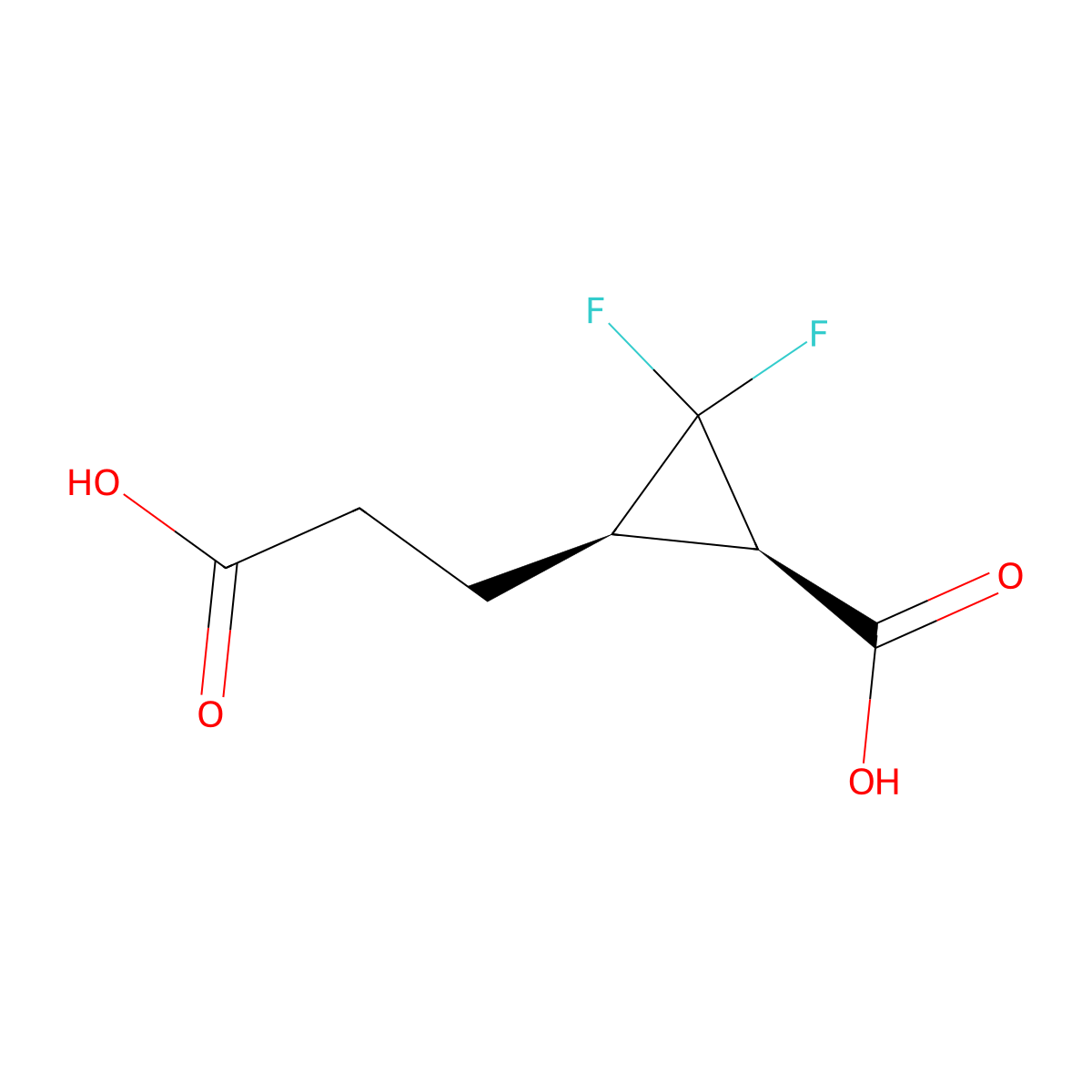 rac-(1R,3R)-3-(2-carboxyethyl)-2,2-difluorocyclopropane-1-carboxylic acid molecular structure, CAS 2952825-48-6