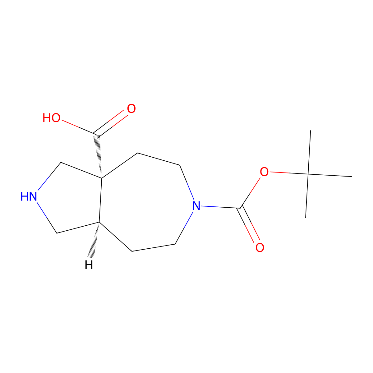 rac-(3aR,8aR)-6-[(tert-butoxy)carbonyl]-decahydropyrrolo[3,4-d]azepine-3a-carboxylic acid molecular structure, CAS 2952825-53-3