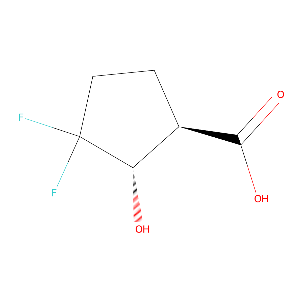 rac-(1R,2S)-3,3-difluoro-2-hydroxycyclopentane-1-carboxylic acid molecular structure, CAS 2952825-64-6