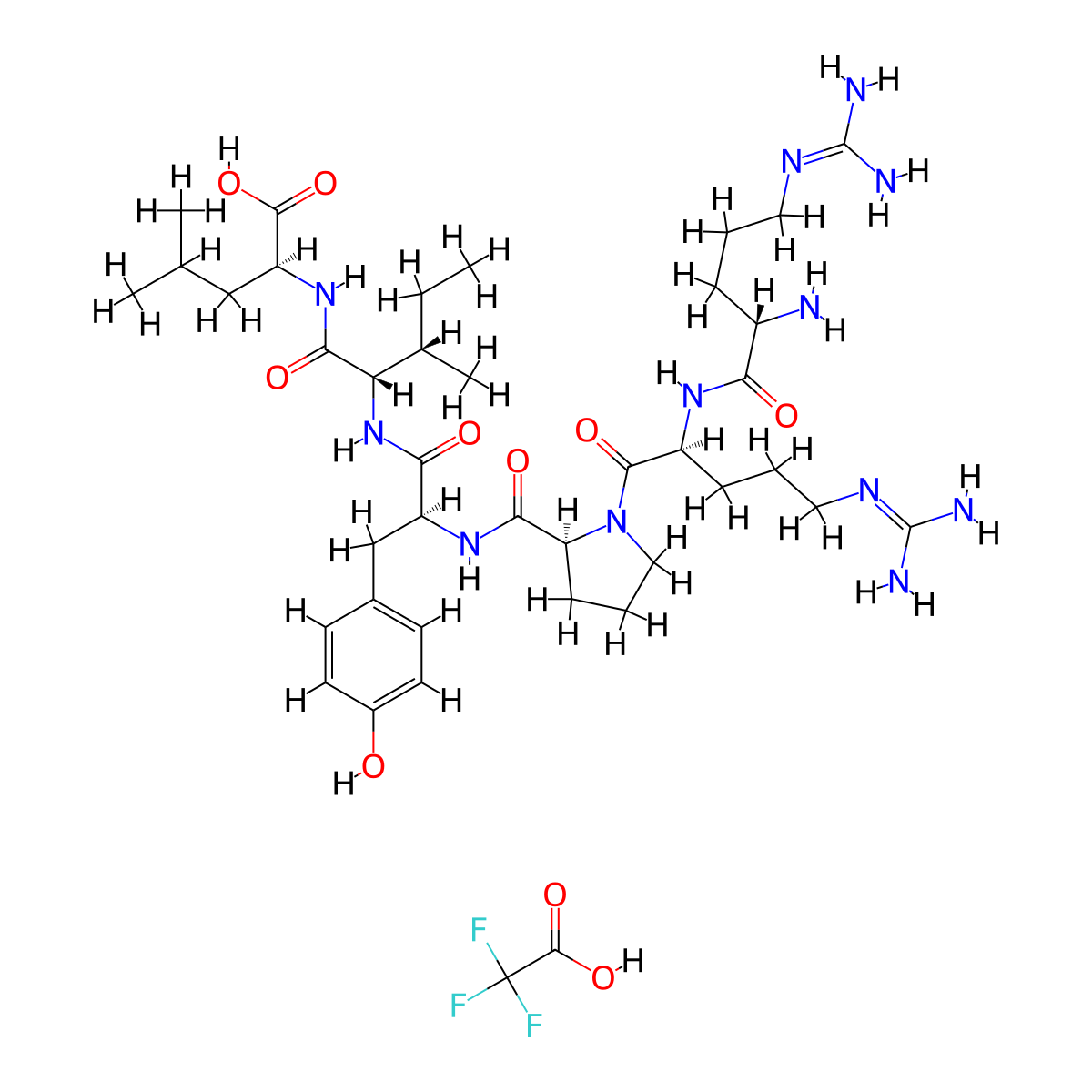 L-arginyl-L-arginyl-L-prolyl-L-tyrosyl-L-isoleucyl-L-leucine,trifluoroacetatesalt molecular structure, CAS 2952825-79-3