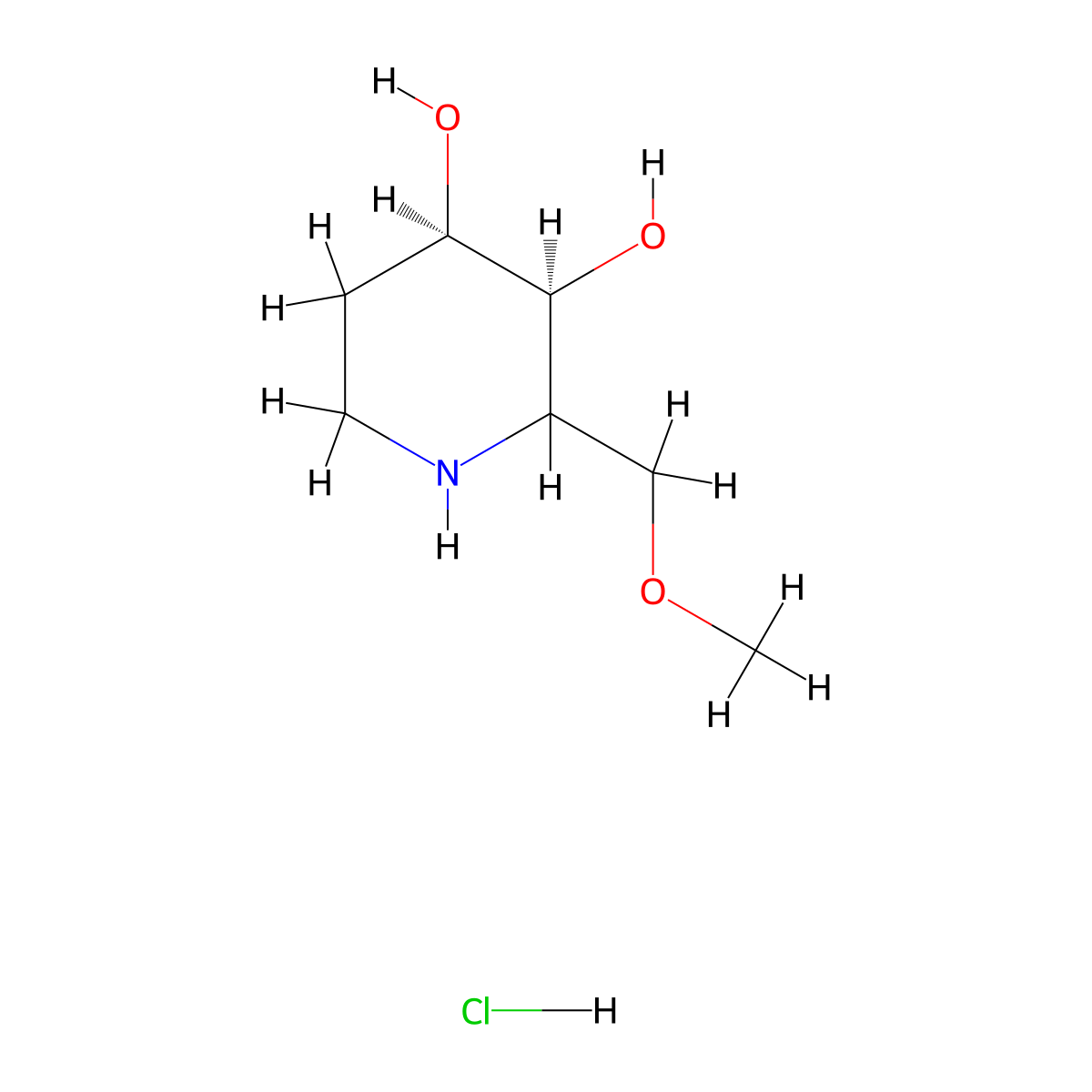 rac-(3R,4S)-2-(methoxymethyl)piperidine-3,4-diol hydrochloride molecular structure, CAS 2952836-30-3