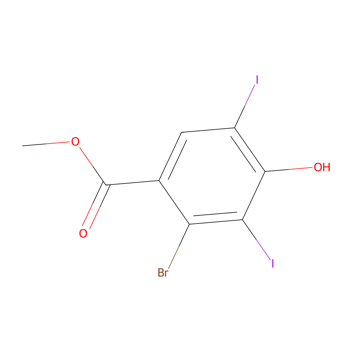 Methyl 2-bromo-4-hydroxy-3,5-diiodobenzoate molecular structure, CAS 2952838-06-9
