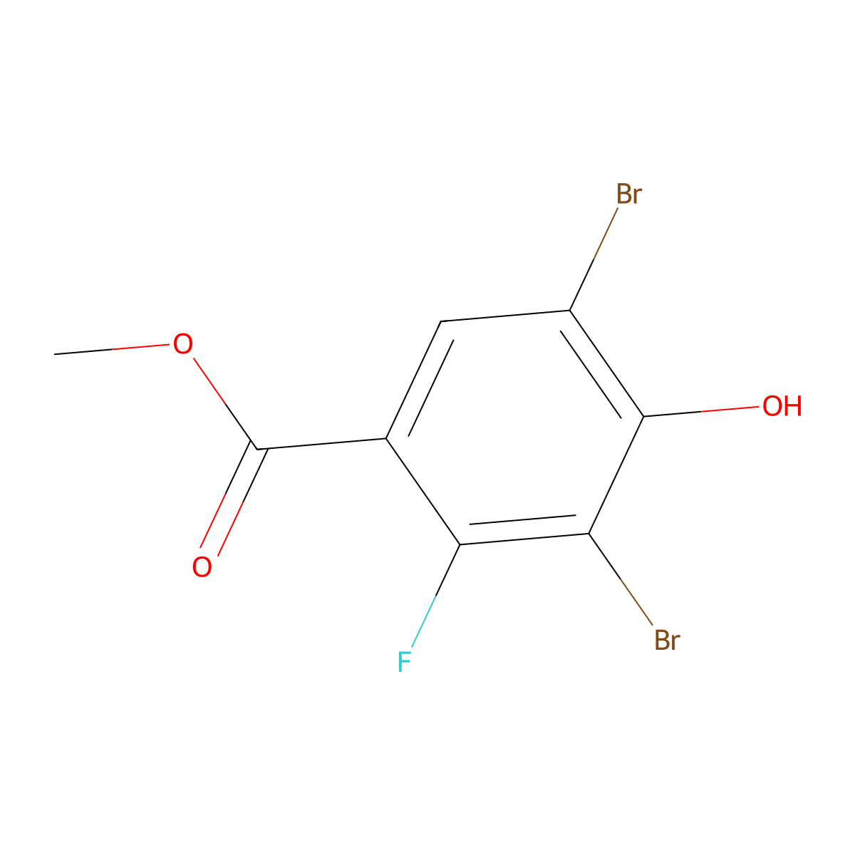 Methyl 3,5-dibromo-2-fluoro-4-hydroxybenzoate molecular structure, CAS 2952838-18-3