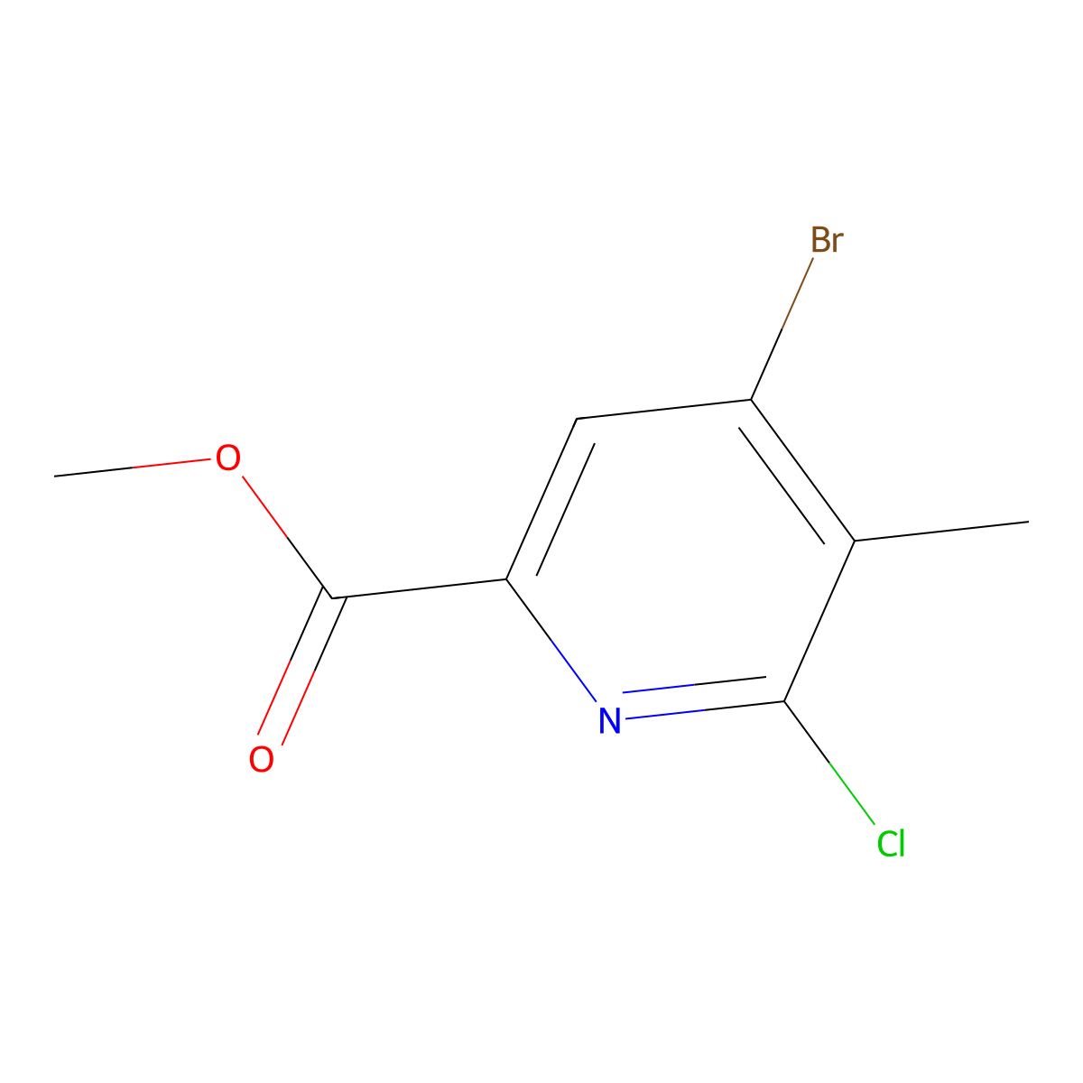 Methyl 4-bromo-6-chloro-5-methylpicolinate molecular structure, CAS 2952838-30-9