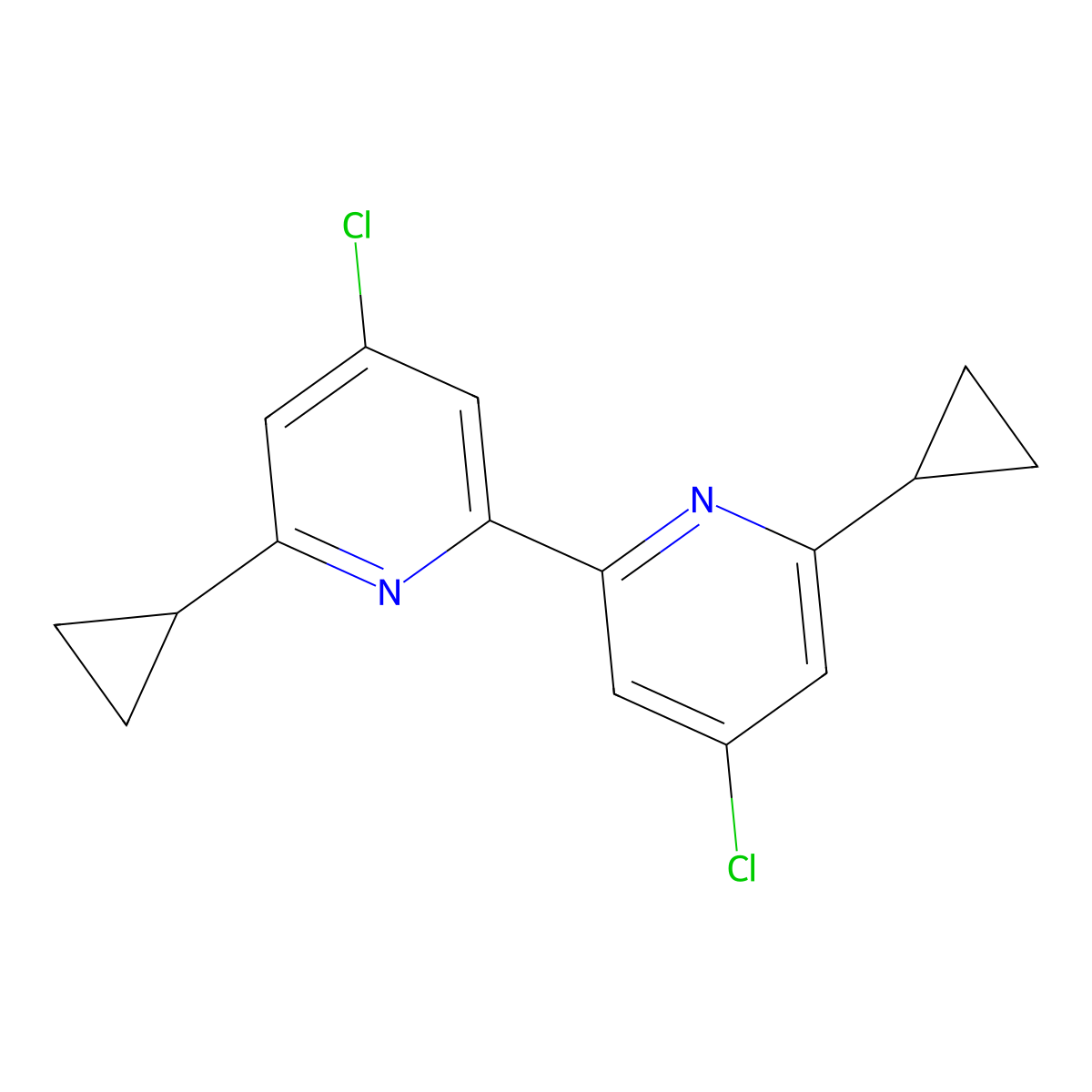 4,4'-Dichloro-6,6'-dicyclopropyl-2,2'-bipyridine molecular structure, CAS 2952895-23-5