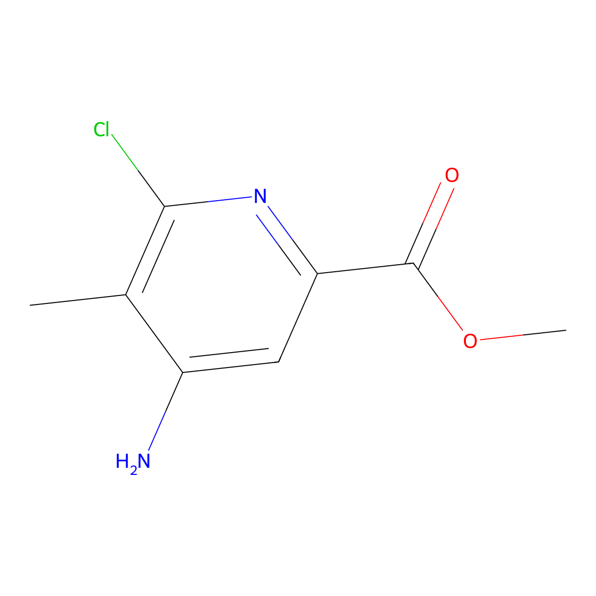Methyl 4-amino-6-chloro-5-methylpicolinate molecular structure, CAS 2952895-36-0