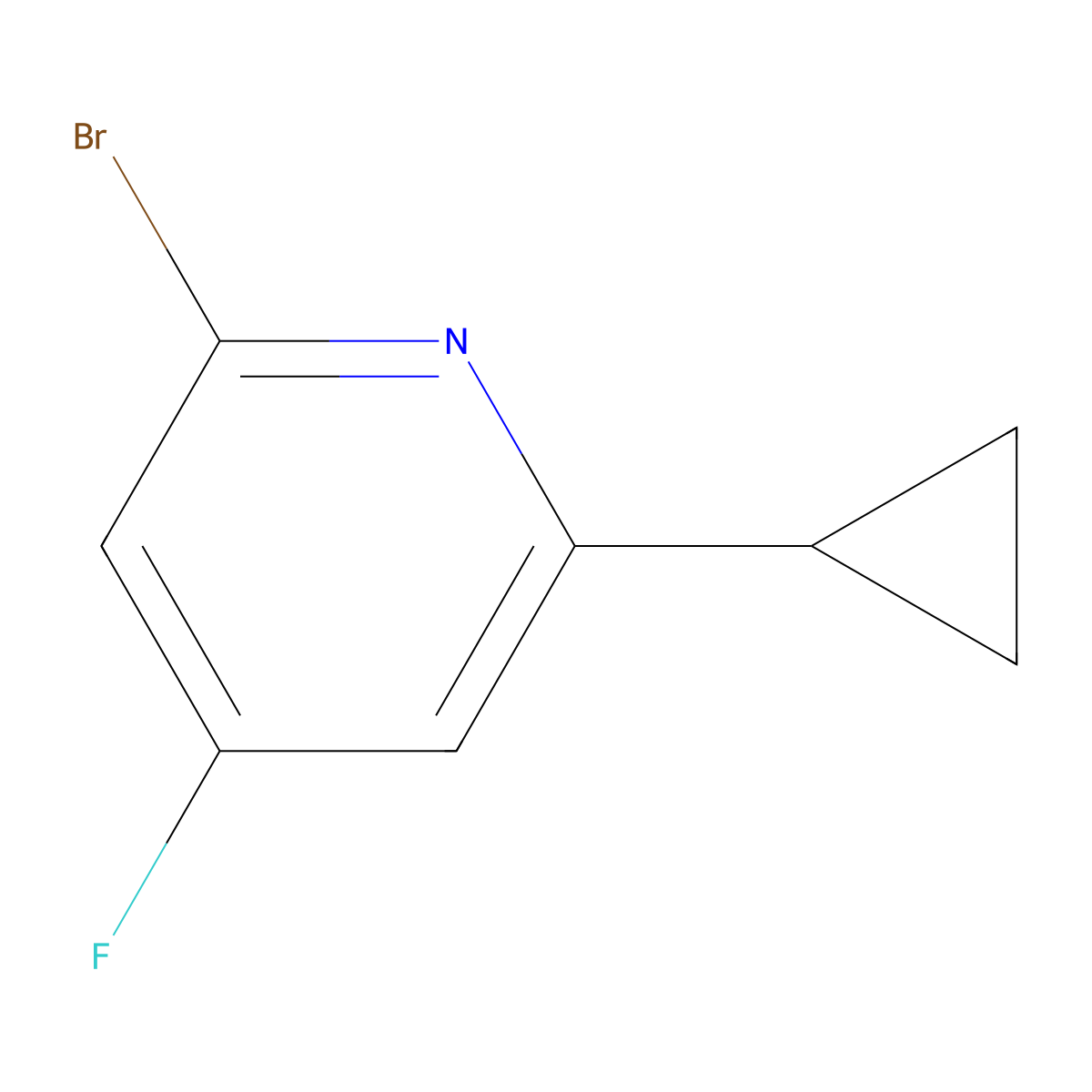 2-Bromo-6-cyclopropyl-4-fluoropyridine molecular structure, CAS 2952895-40-6
