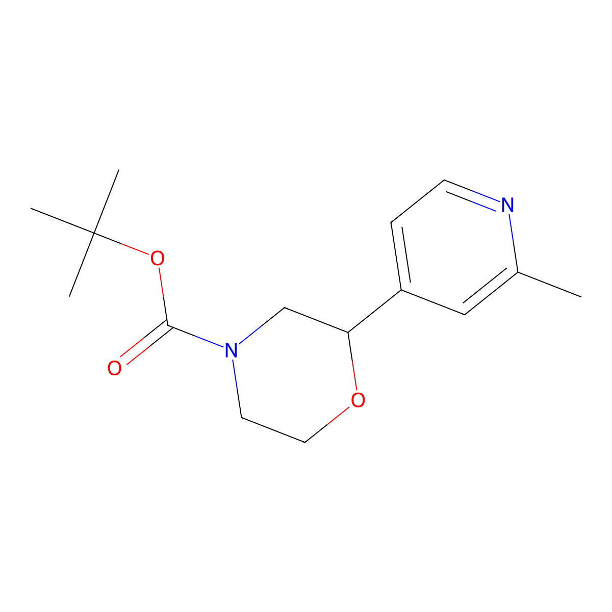 Tert-butyl 2-(2-methylpyridin-4-yl)morpholine-4-carboxylate molecular structure, CAS 2952896-36-3