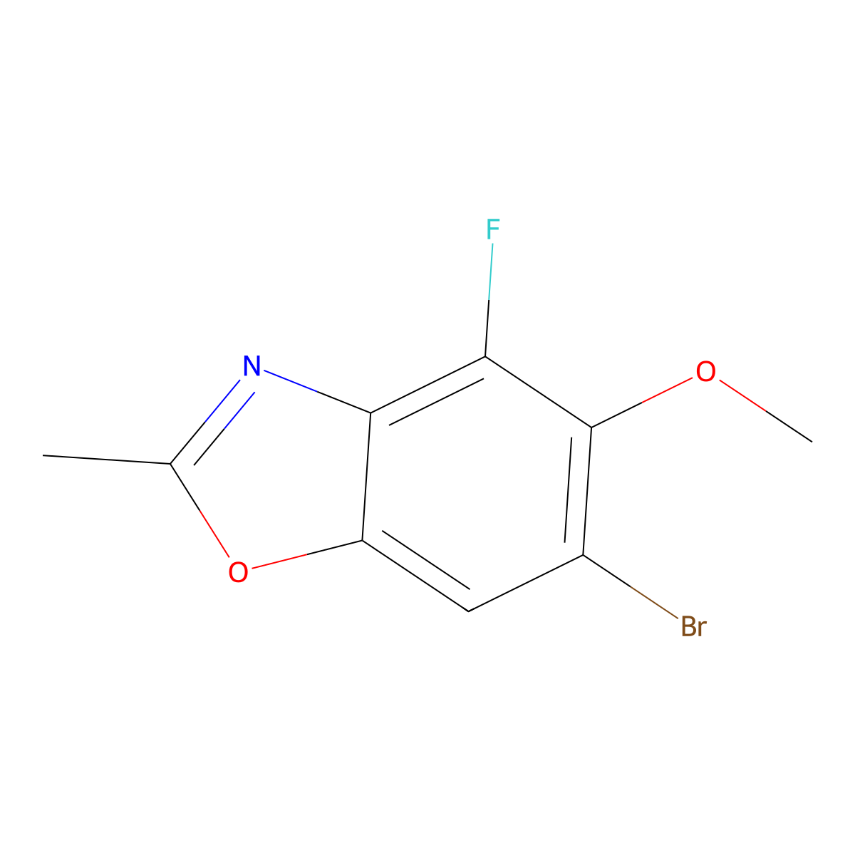 6-Bromo-4-fluoro-5-methoxy-2-methylbenzo[d]oxazole molecular structure, CAS 2952910-43-7
