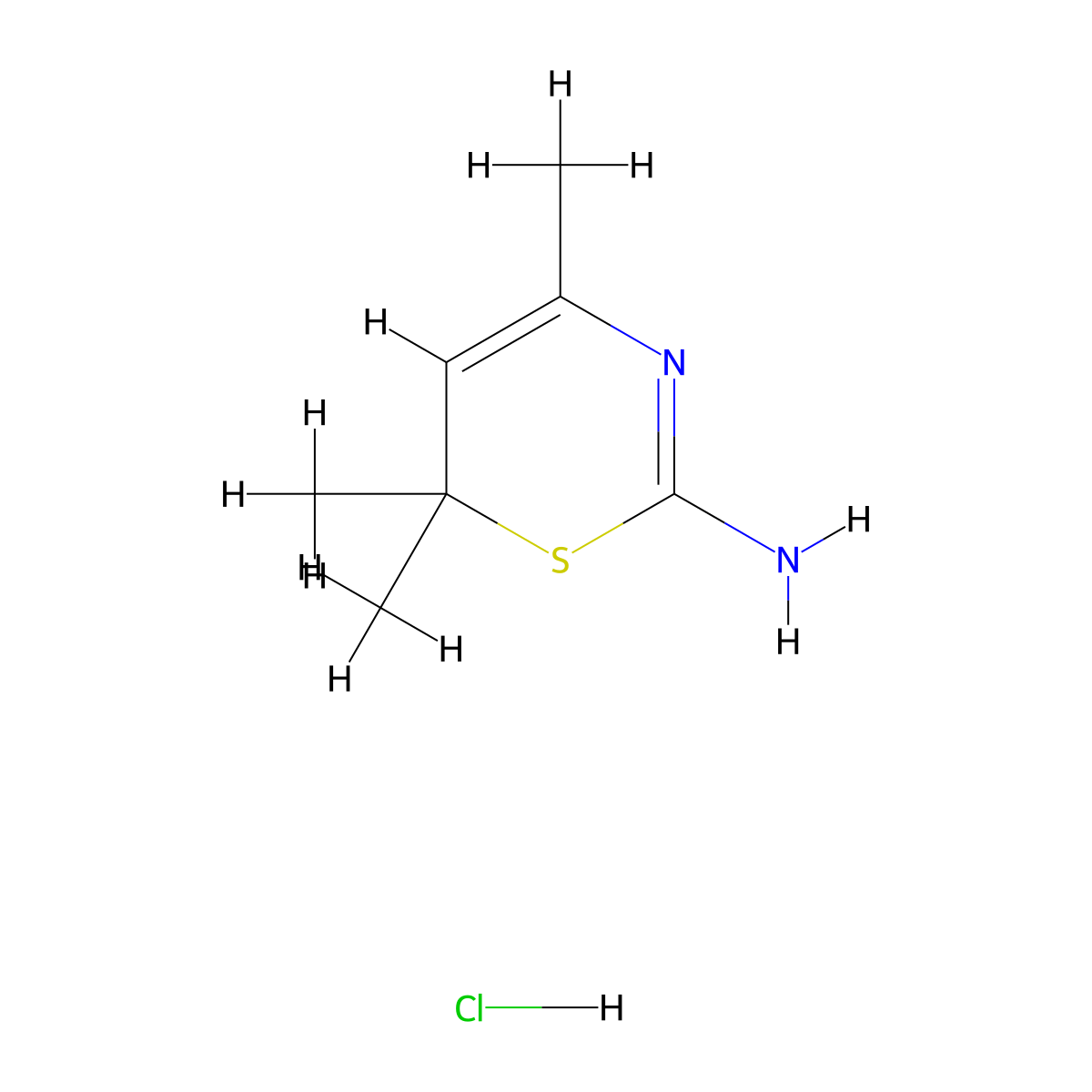 6H-1,3-Thiazin-2-amine, 4,6,6-trimethyl-, monohydrochloride molecular structure, CAS 2953-80-2