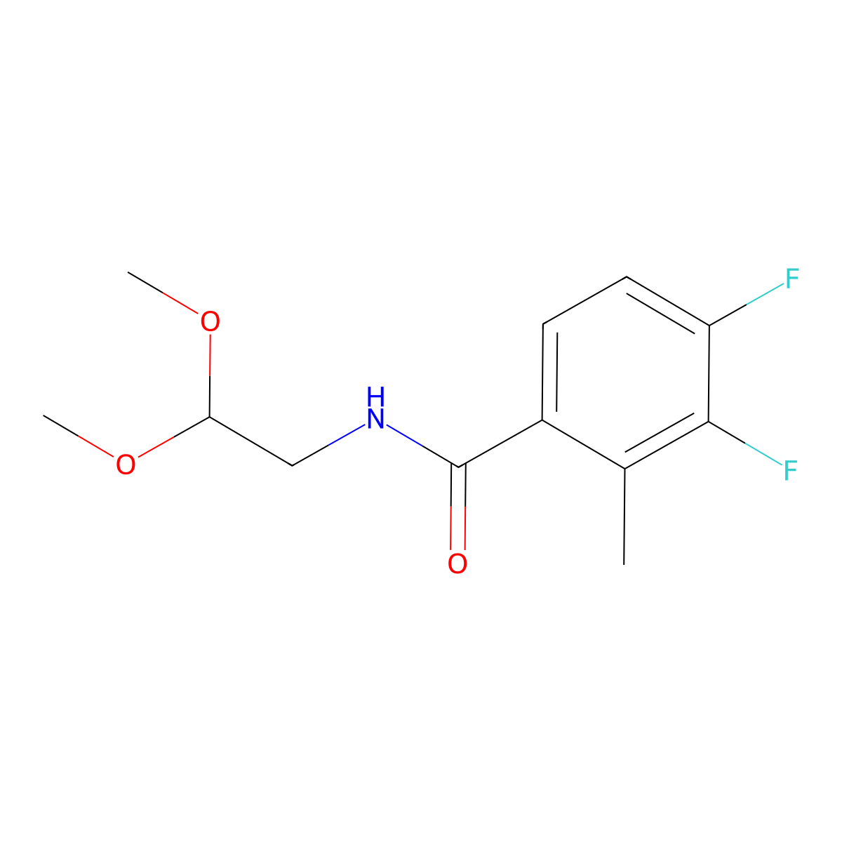 Benzamide, N-(2,2-dimethoxyethyl)-3,4-difluoro-2-methyl- molecular structure, CAS 2953113-52-3