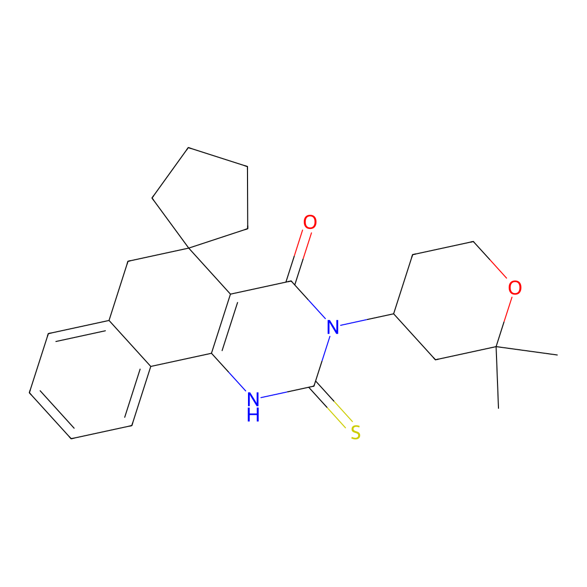 3-(2,2-Dimethyloxan-4-yl)-2-sulfanylidenespiro[1,6-dihydrobenzo[h]quinazoline-5,1'-cyclopentane]-4-one molecular structure, CAS 295313-61-0