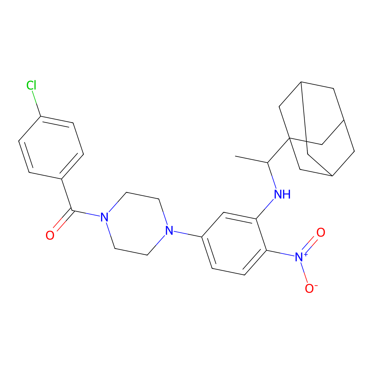4-{3-[(Adamantanylethyl)amino]-4-nitrophenyl}piperazinyl 4-chlorophenyl ketone molecular structure, CAS 295313-66-5