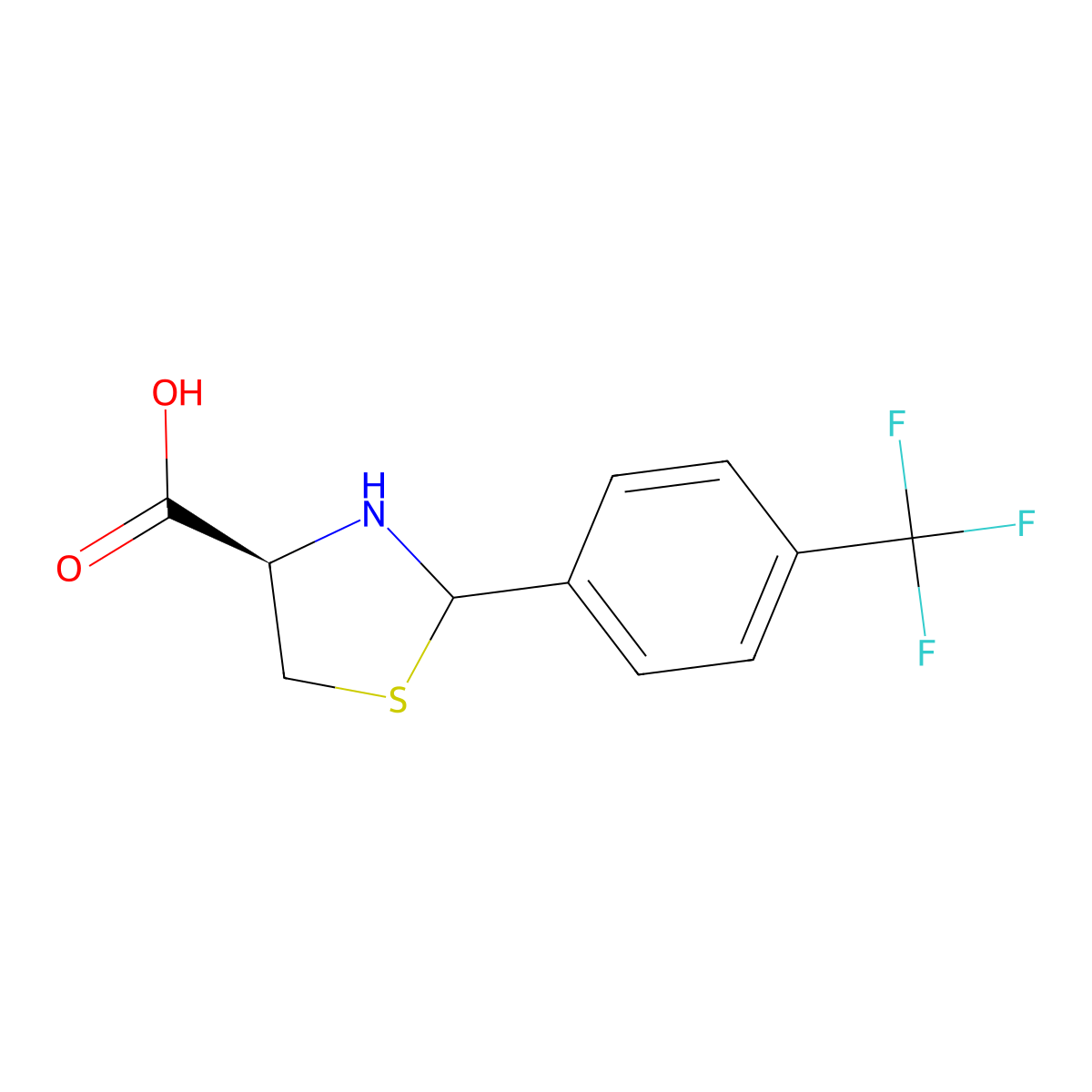 (4R)-2-[4-(trifluoromethyl)phenyl]-1,3-thiazolidine-4-carboxylic acid molecular structure, CAS 295313-71-2
