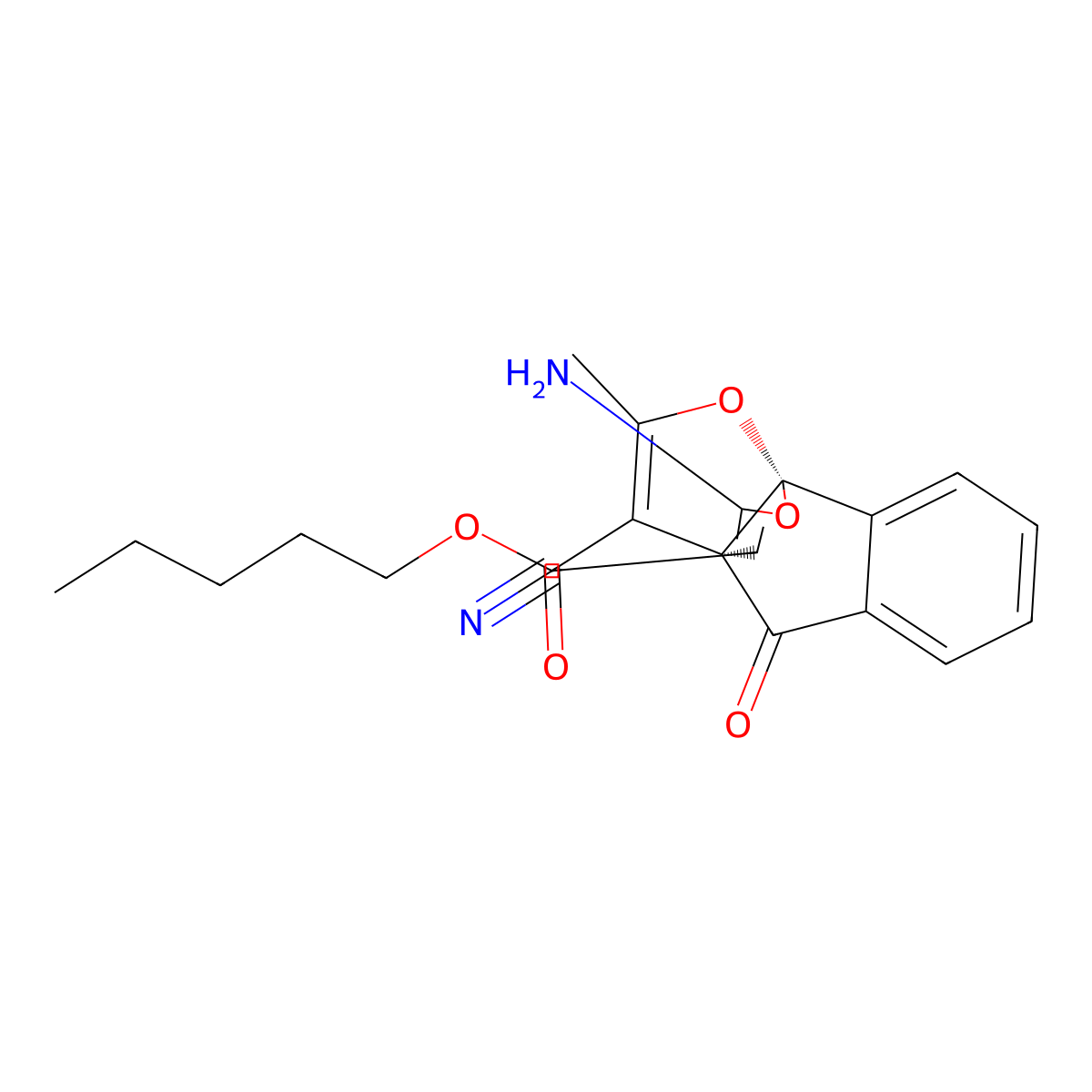 pentyl (3aR,8bR)-10-amino-11-cyano-2-methyl-4-oxo-4H-8b,3a-(epoxyetheno)indeno[1,2-b]furan-3-carboxylate molecular structure, CAS 295313-74-5