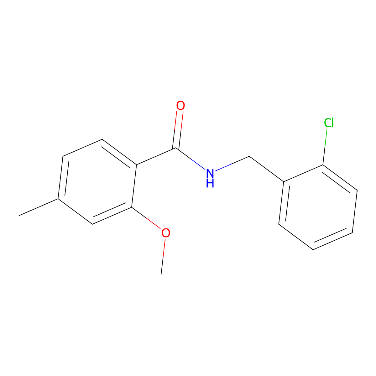 Benzamide, N-[(2-chlorophenyl)methyl]-2-methoxy-4-methyl- molecular structure, CAS 2953165-57-4