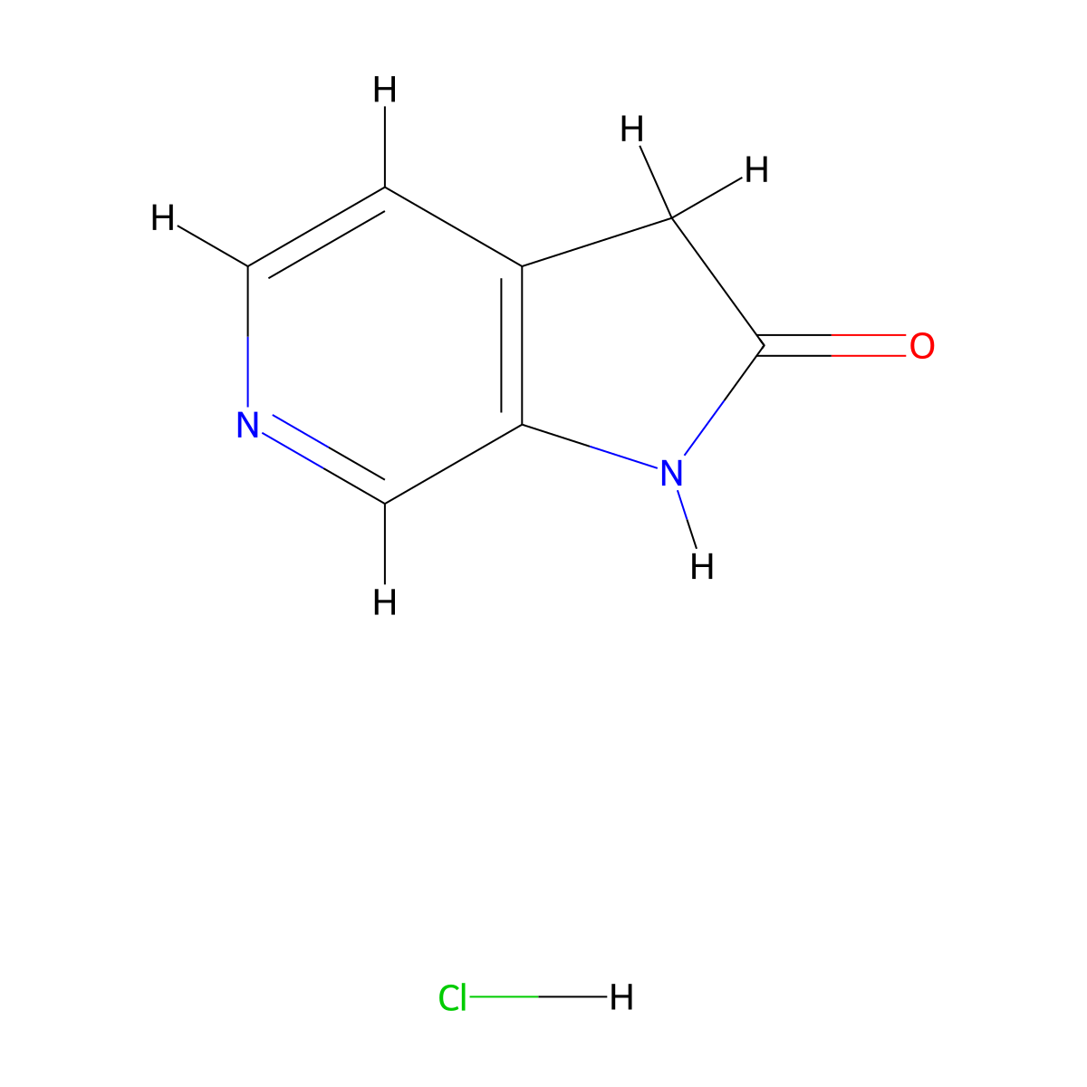 1H,2H,3H-pyrrolo[2,3-c]pyridin-2-one hydrochloride molecular structure, CAS 295327-22-9
