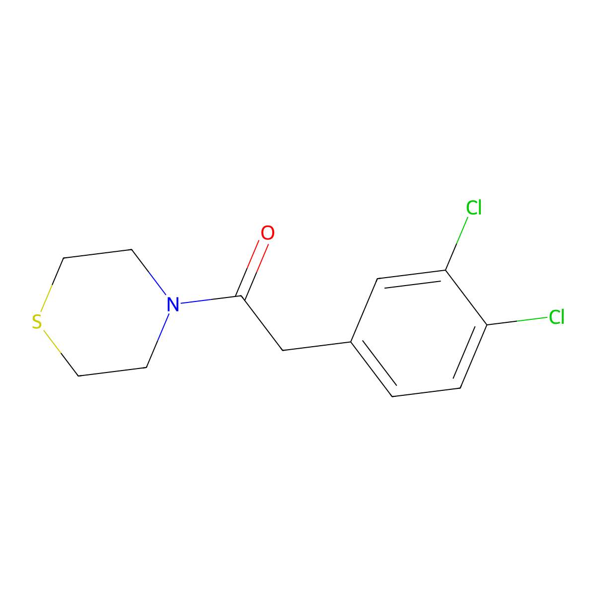 2-(3,4-Dichlorophenyl)-1-thiomorpholinoethan-1-one molecular structure, CAS 2953285-32-8