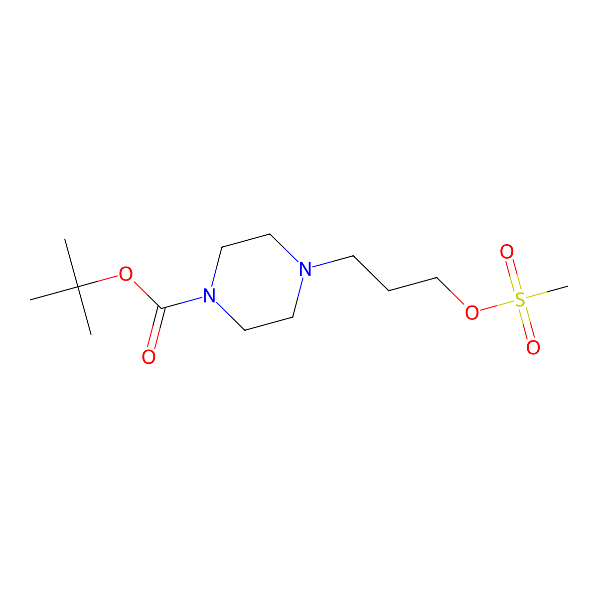 tert-Butyl 4-(3-((methylsulfonyl)oxy)propyl)piperazine-1-carboxylate molecular structure, CAS 295330-86-8