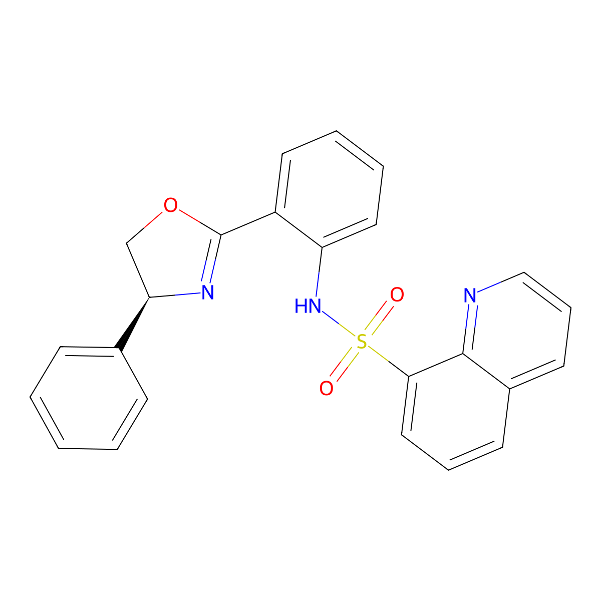(S)-N-(2-(4-phenyl-4,5-dihydrooxazol-2-yl)phenyl)quinoline-8-sulfonamide molecular structure, CAS 2953418-34-1