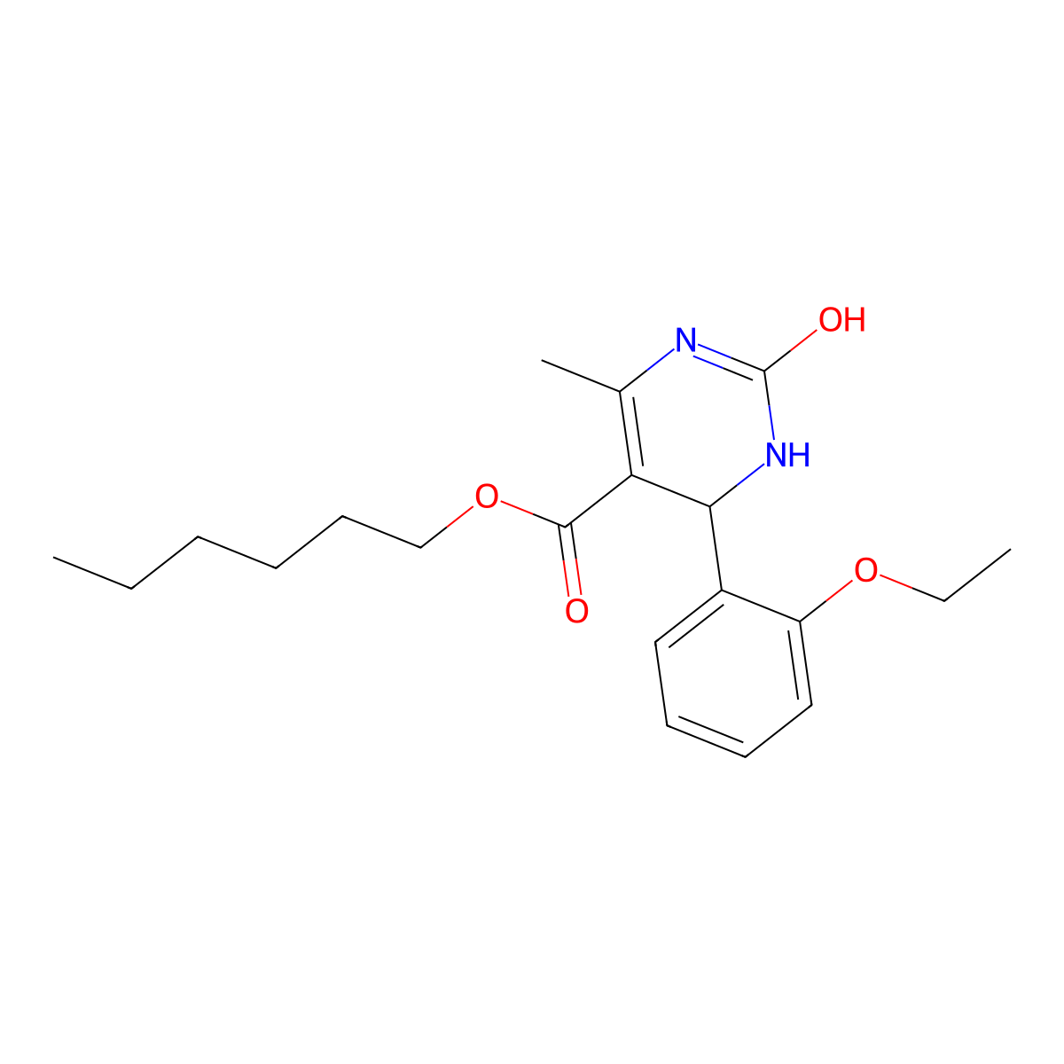 Hexyl 4-(2-ethoxyphenyl)-6-methyl-2-oxo-1,2,3,4-tetrahydropyrimidine-5-carboxylate molecular structure, CAS 295343-92-9