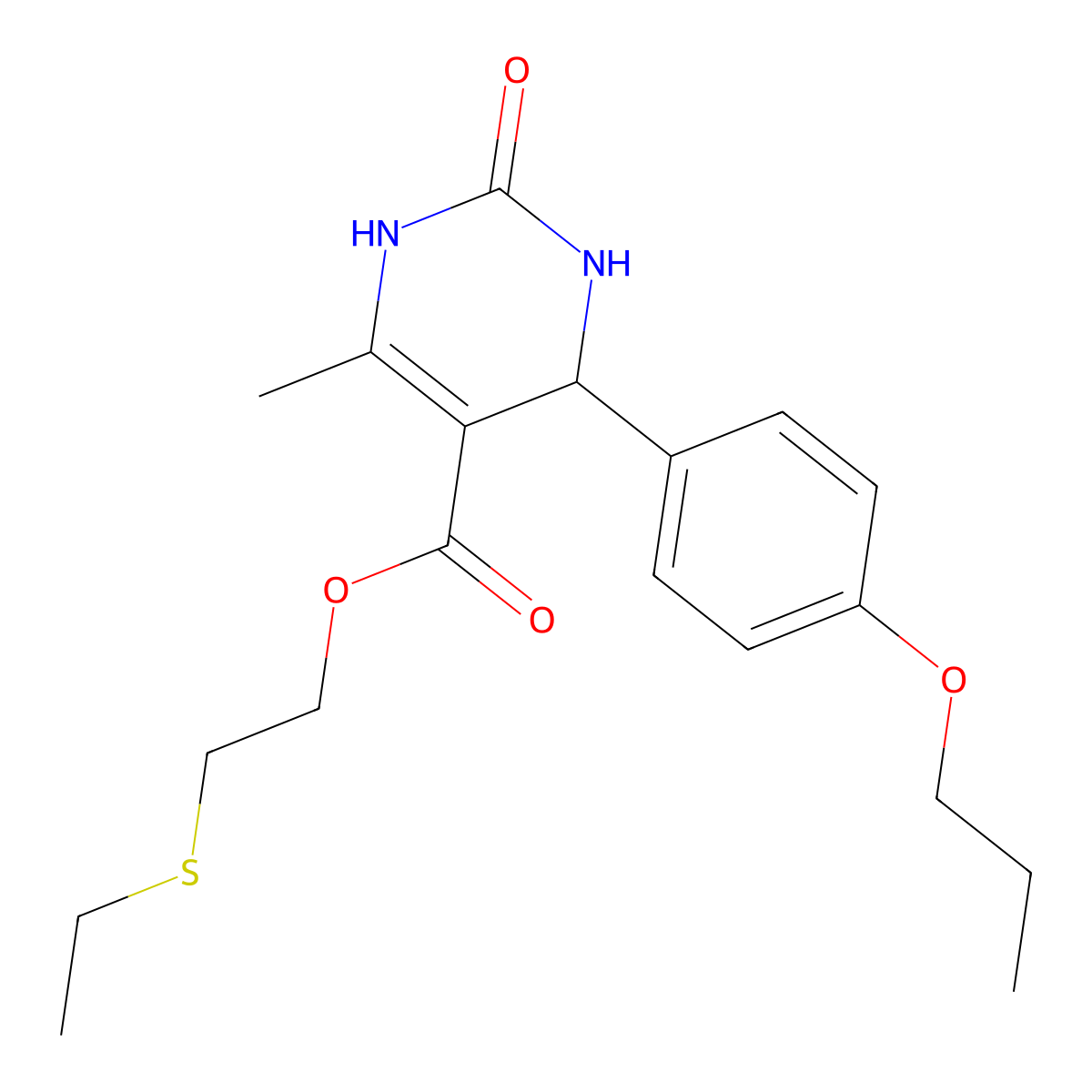 2-(Ethylsulfanyl)ethyl 6-methyl-2-oxo-4-(4-propoxyphenyl)-1,2,3,4-tetrahydropyrimidine-5-carboxylate molecular structure, CAS 295343-98-5
