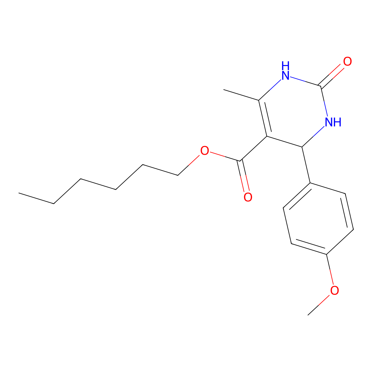 Hexyl 4-(4-methoxyphenyl)-6-methyl-2-oxo-1,2,3,4-tetrahydropyrimidine-5-carboxylate molecular structure, CAS 295344-03-5