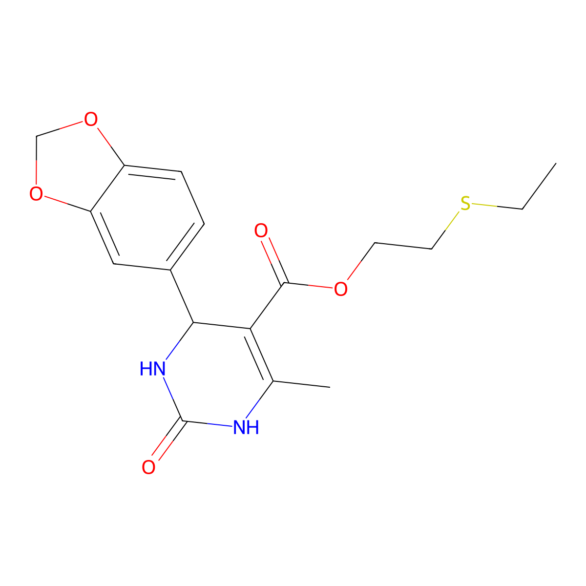 2-(Ethylsulfanyl)ethyl 4-(1,3-benzodioxol-5-yl)-6-methyl-2-oxo-1,2,3,4-tetrahydropyrimidine-5-carboxylate molecular structure, CAS 295344-09-1
