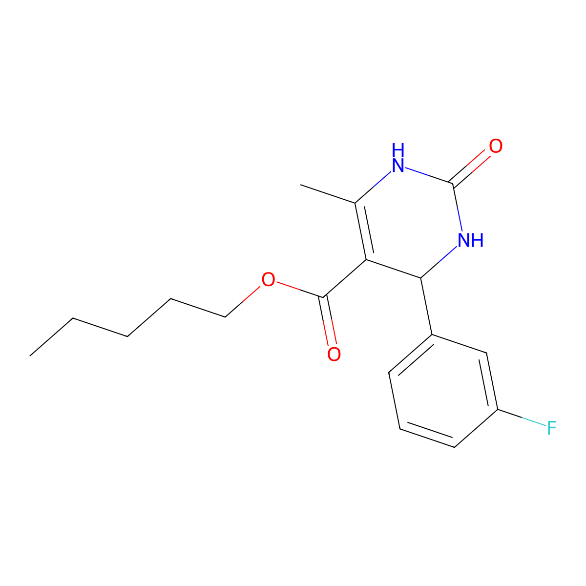 Pentyl 4-(3-fluorophenyl)-6-methyl-2-oxo-1,2,3,4-tetrahydropyrimidine-5-carboxylate molecular structure, CAS 295344-12-6