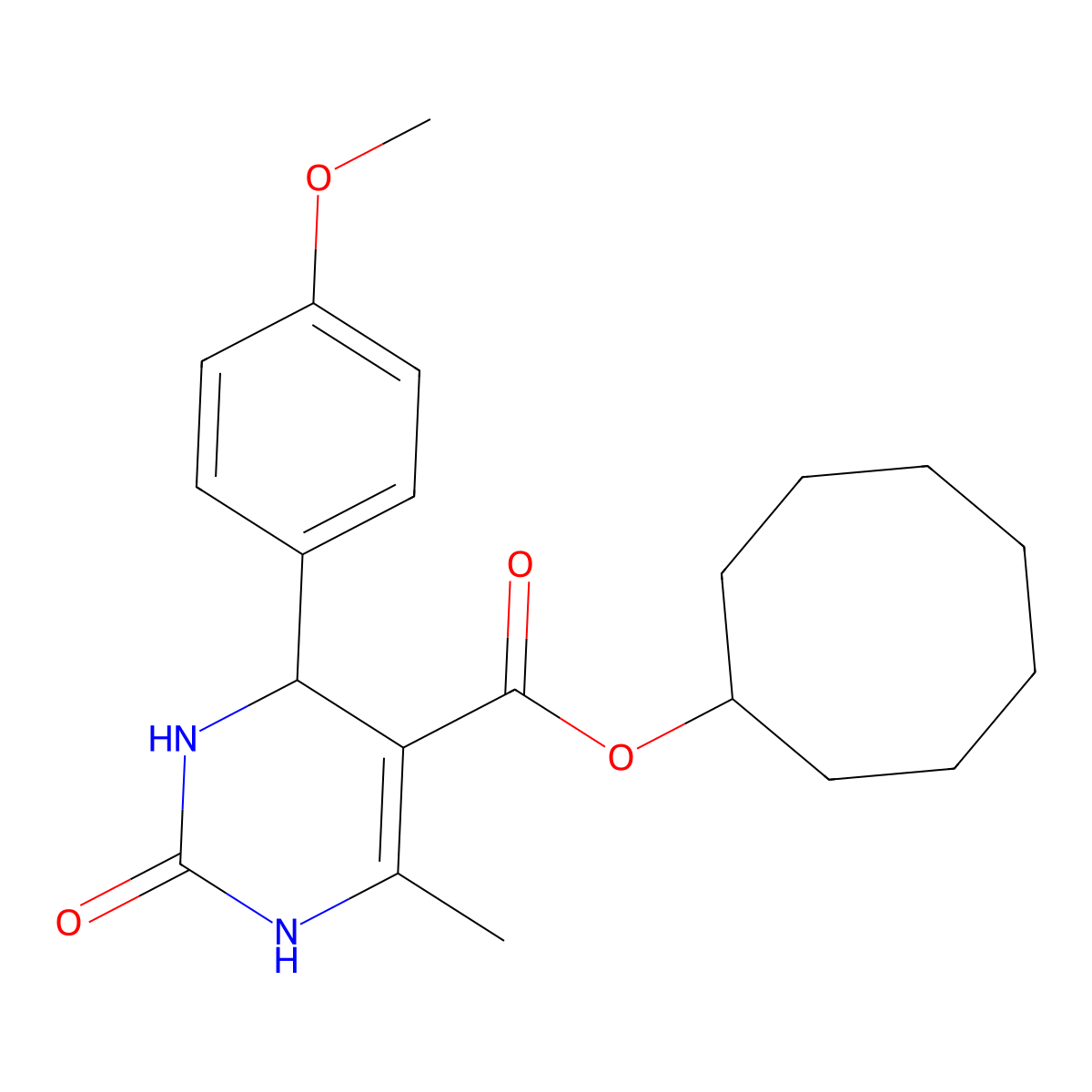 cyclooctyl 4-(4-methoxyphenyl)-6-methyl-2-oxo-3,4-dihydro-1H-pyrimidine-5-carboxylate molecular structure, CAS 295344-34-2