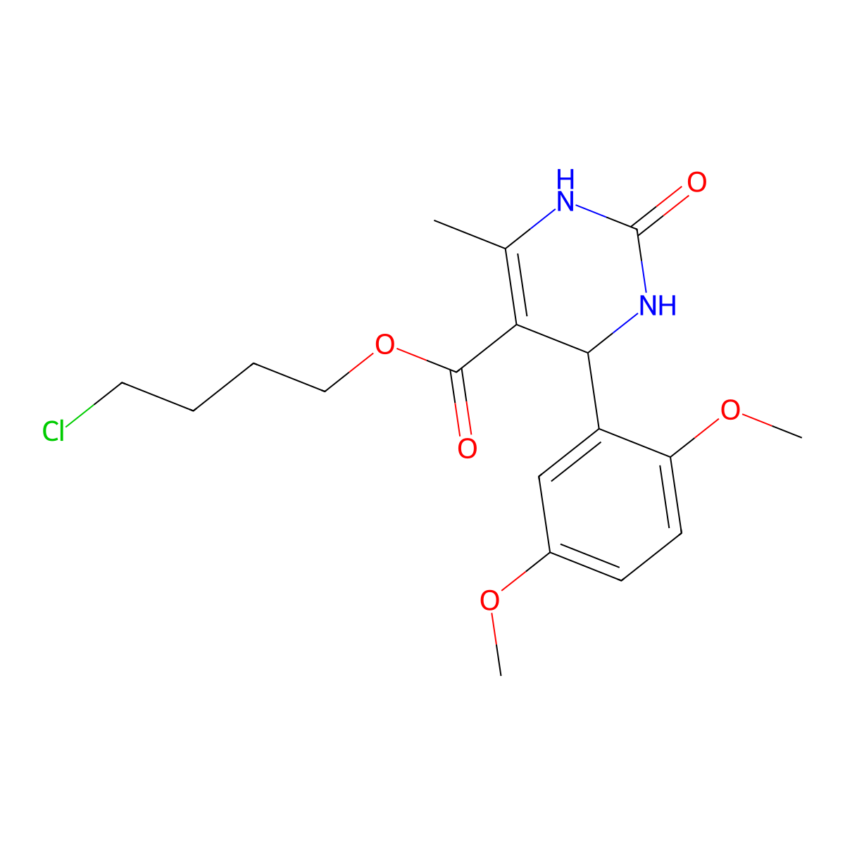 4-Chlorobutyl 4-(2,5-dimethoxyphenyl)-6-methyl-2-oxo-1,2,3,4-tetrahydro-5-pyrimidinecarboxylate molecular structure, CAS 295344-37-5