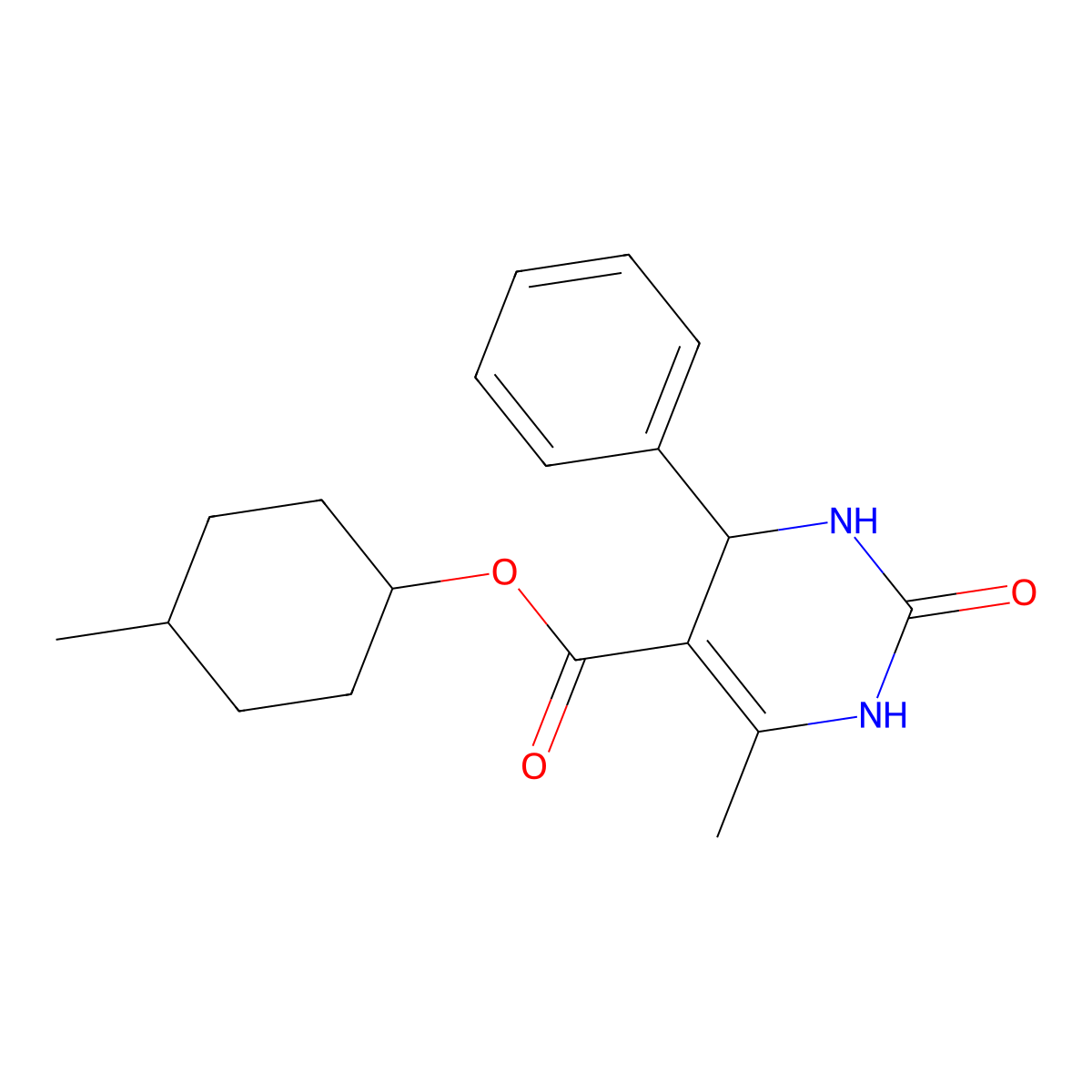 (4-methylcyclohexyl) 6-methyl-2-oxo-4-phenyl-3,4-dihydro-1H-pyrimidine-5-carboxylate molecular structure, CAS 295344-43-3