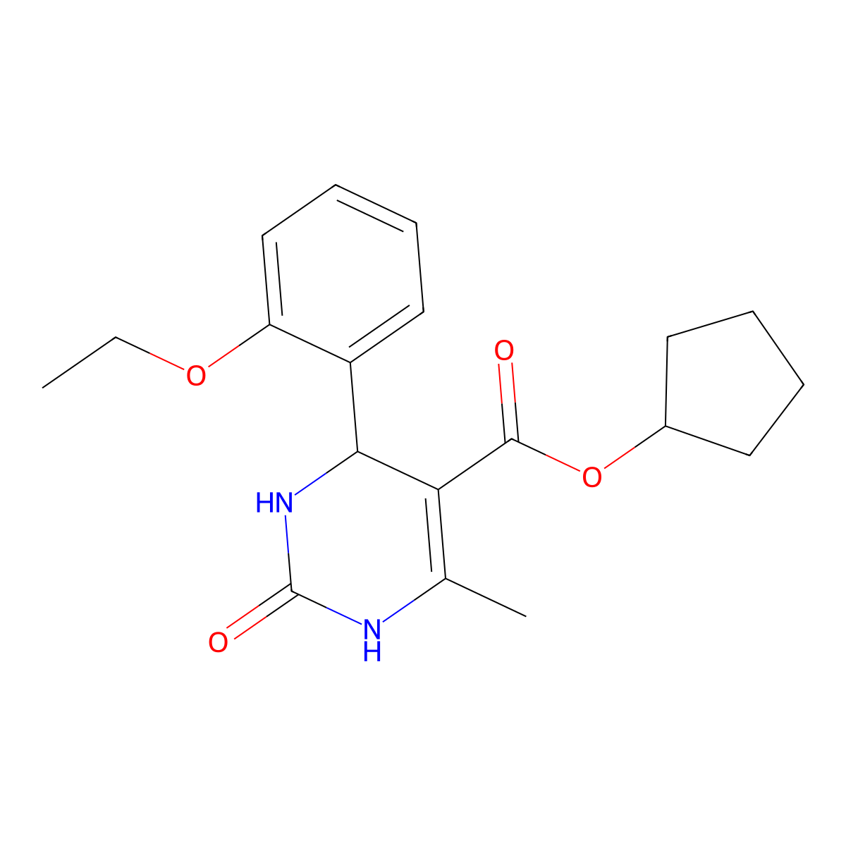 Cyclopentyl 4-(2-ethoxyphenyl)-6-methyl-2-oxo-1,2,3,4-tetrahydro-5-pyrimidinecarboxylate molecular structure, CAS 295344-47-7