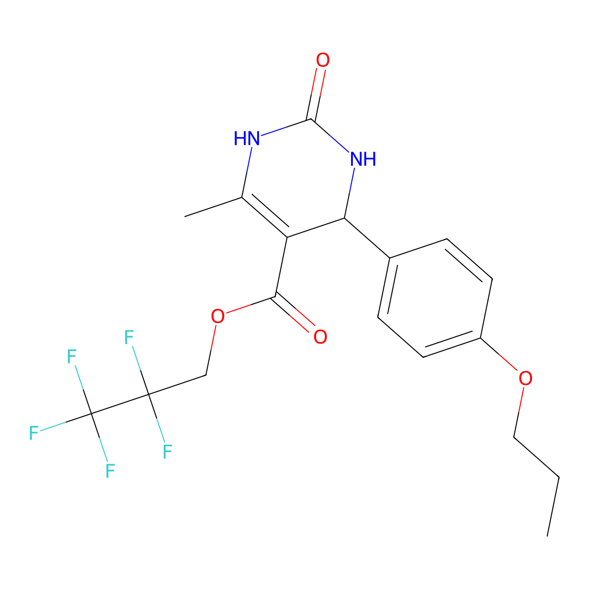 2,2,3,3,3-Pentafluoropropyl 6-methyl-2-oxo-4-(4-propoxyphenyl)-1,2,3,4-tetrahydro-5-pyrimidinecarboxylate molecular structure, CAS 295344-53-5