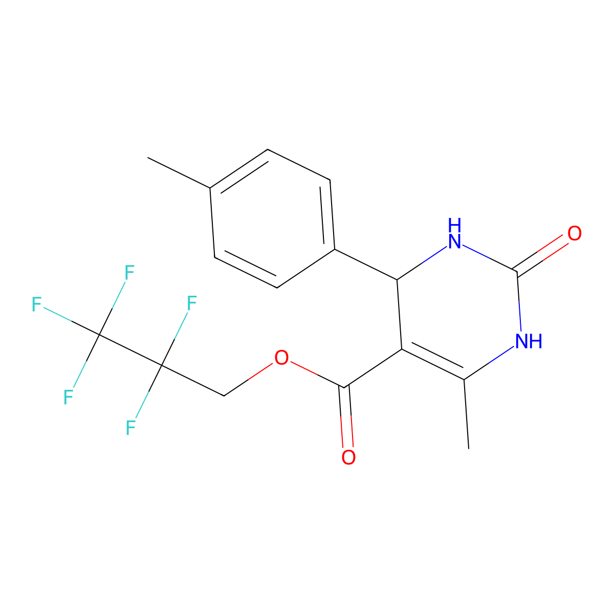 2,2,3,3,3-Pentafluoropropyl 6-methyl-4-(4-methylphenyl)-2-oxo-1,2,3,4-tetrahydropyrimidine-5-carboxylate molecular structure, CAS 295344-54-6