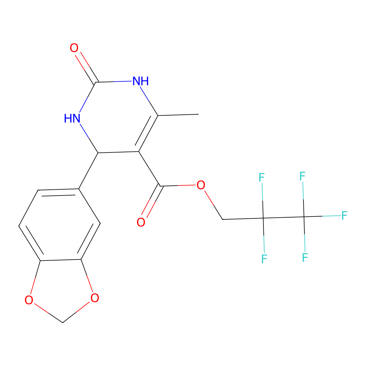 2,2,3,3,3-pentafluoropropyl 4-(1,3-benzodioxol-5-yl)-6-methyl-2-oxo-3,4-dihydro-1H-pyrimidine-5-carboxylate molecular structure, CAS 295344-55-7