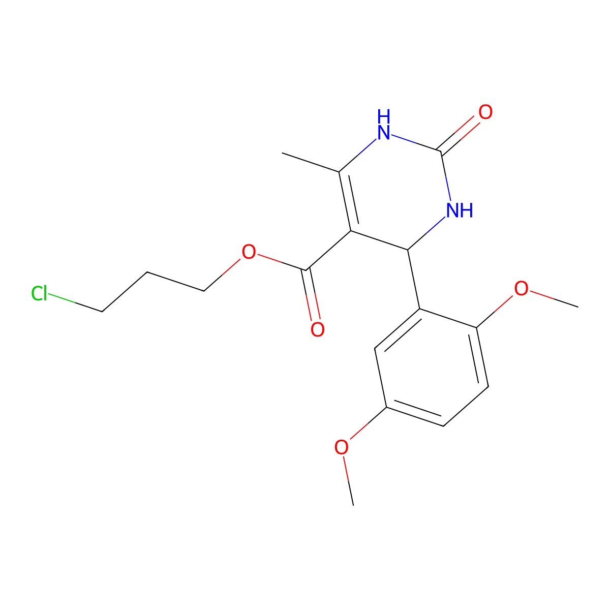 3-chloropropyl 4-(2,5-dimethoxyphenyl)-6-methyl-2-oxo-3,4-dihydro-1H-pyrimidine-5-carboxylate molecular structure, CAS 295344-57-9