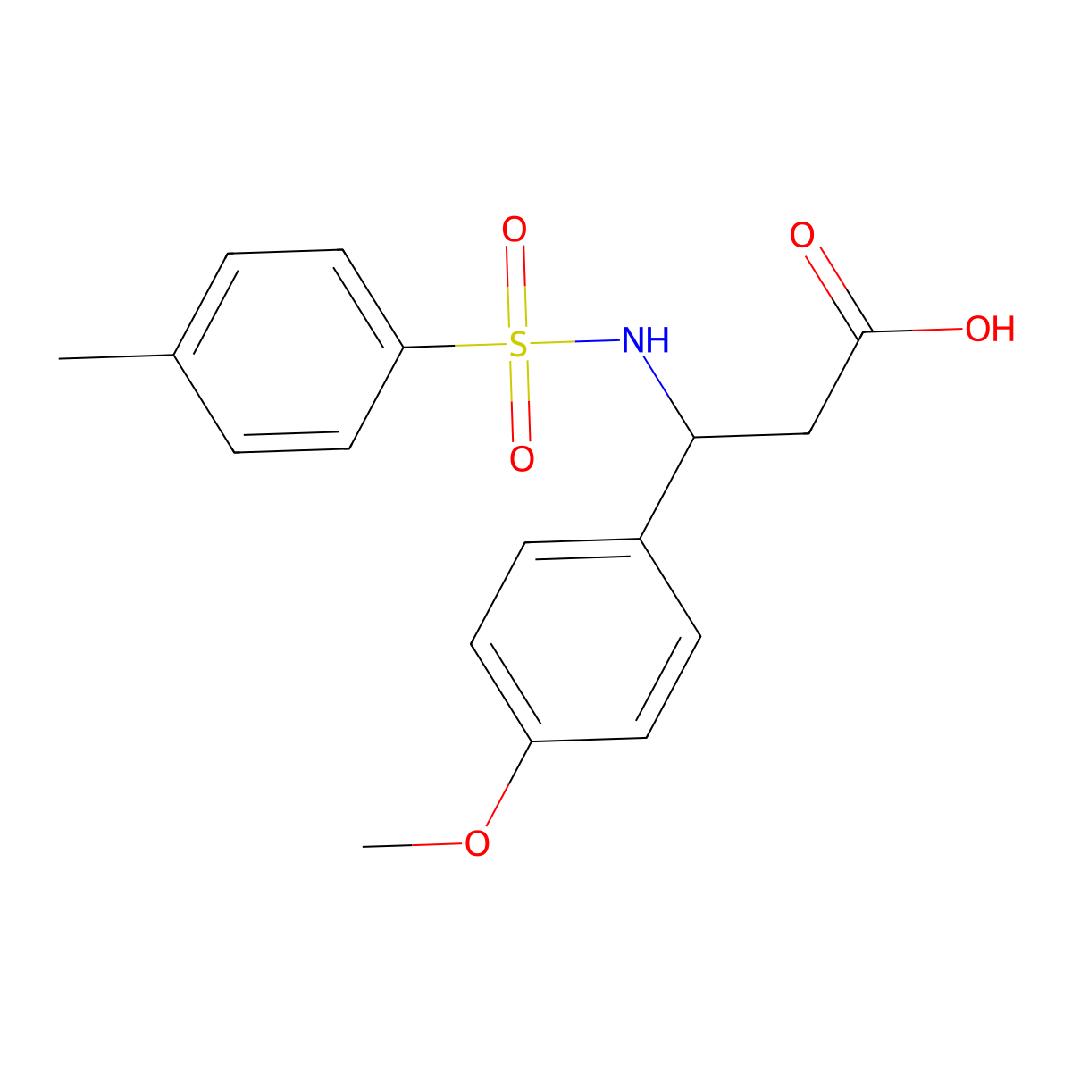 3-(4-Methoxy-phenyl)-3-(toluene-4-sulfonylamino)-propionic acid molecular structure, CAS 295344-96-6
