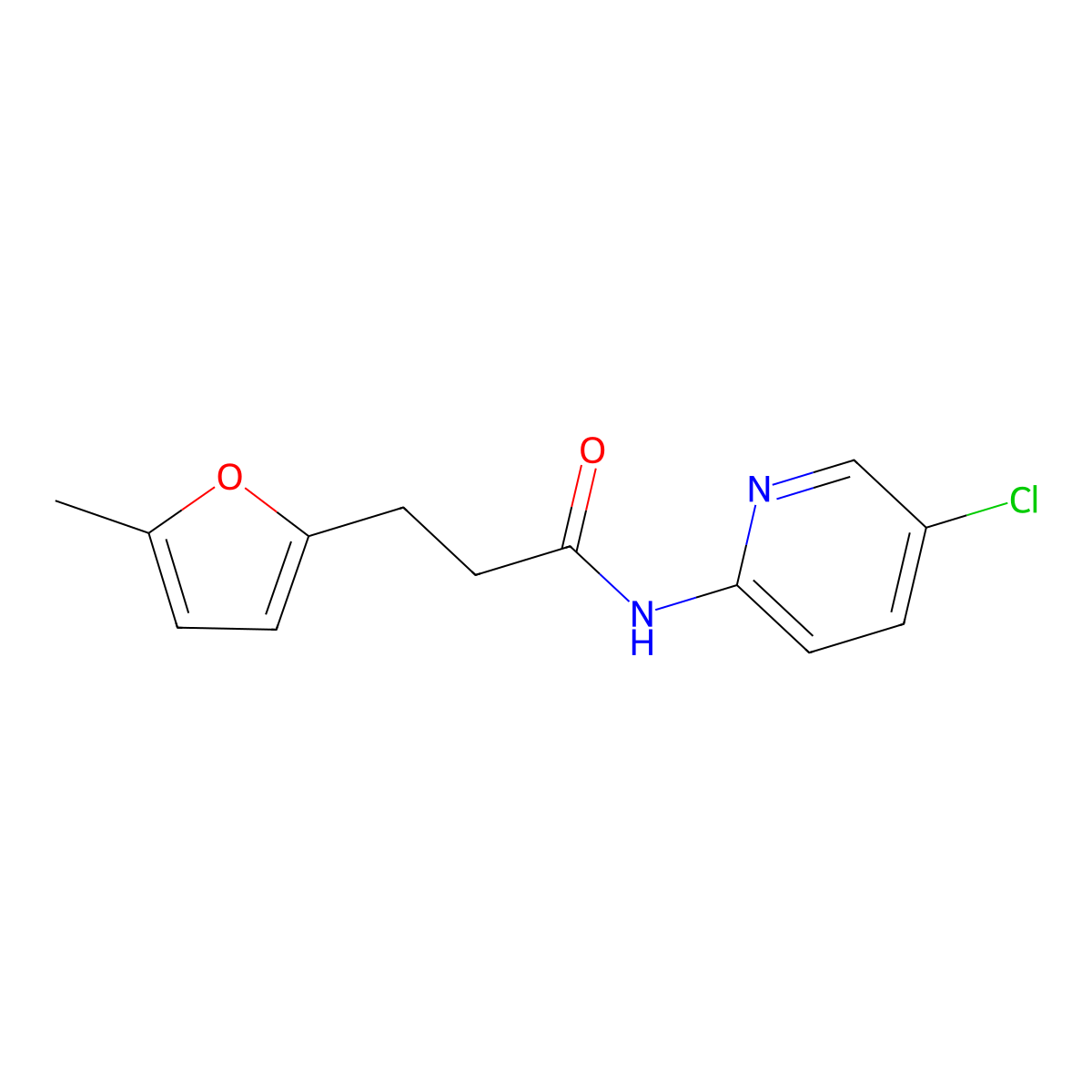 N-(5-chloropyridin-2-yl)-3-(5-methylfuran-2-yl)propanamide molecular structure, CAS 295345-15-2