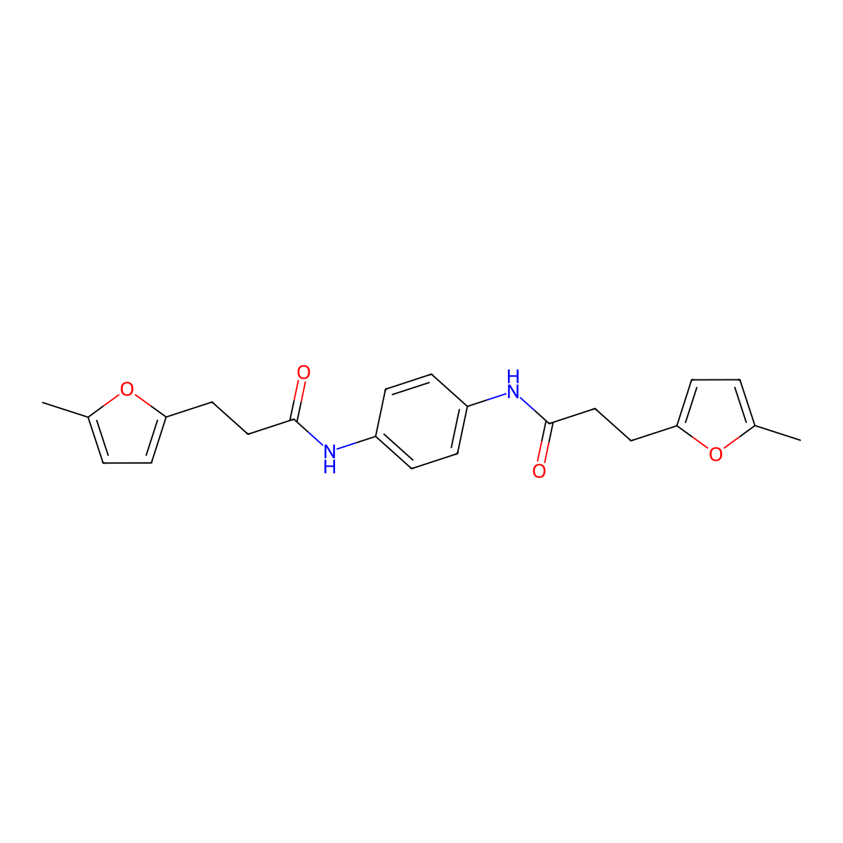 N,N'-1,4-Phenylenebis[3-(5-methyl-2-furyl)propanamide] molecular structure, CAS 295345-17-4