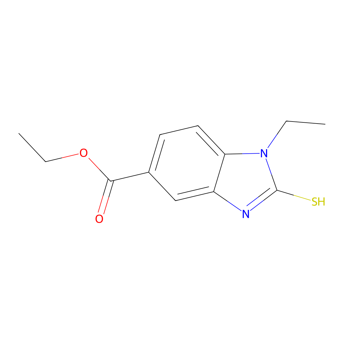 1-Ethyl-2-mercapto-1H-benzoimidazole-5-carboxylic acid ethyl ester molecular structure, CAS 295345-27-6