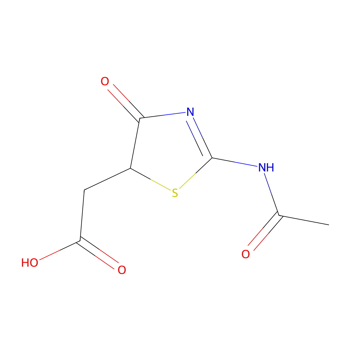 2-(Acetylamino)-4,5-dihydro-4-oxo-5-thiazoleacetic acid molecular structure, CAS 295345-29-8
