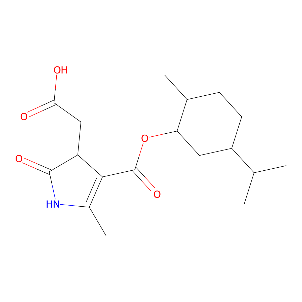[5-methyl-4-({[2-methyl-5-(propan-2-yl)cyclohexyl]oxy}carbonyl)-2-oxo-2,3-dihydro-1H-pyrrol-3-yl]acetic acid molecular structure, CAS 295345-30-1