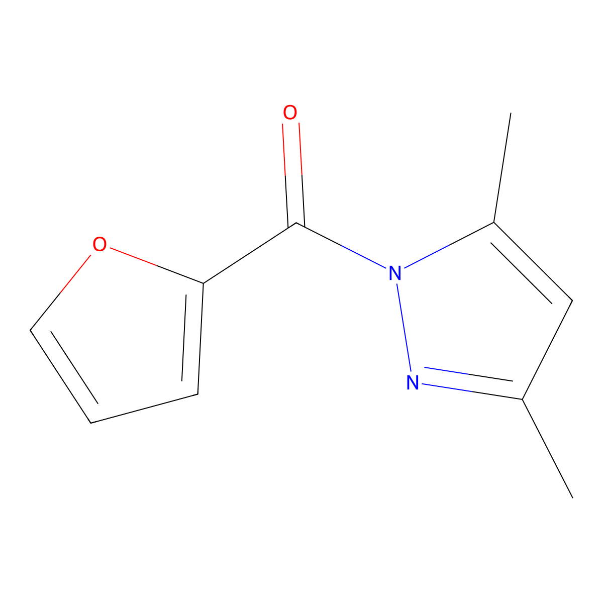 (3,5-dimethyl-1H-pyrazol-1-yl)(furan-2-yl)methanone molecular structure, CAS 295345-96-9