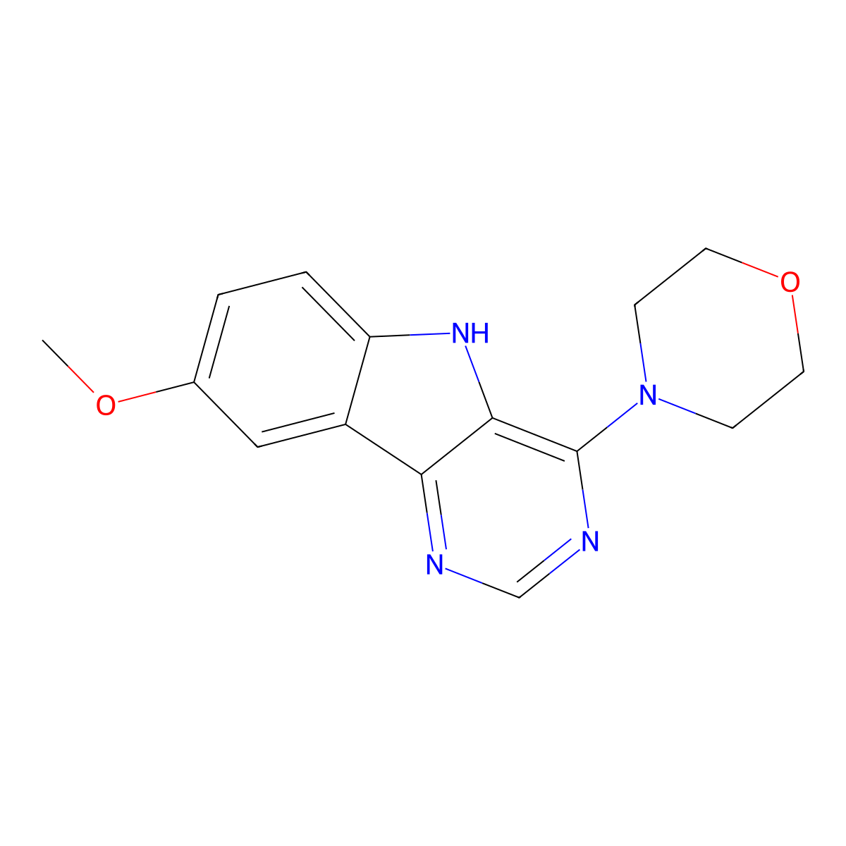 4-(8-methoxy-5H-pyrimido[5,4-b]indol-4-yl)morpholine molecular structure, CAS 295346-06-4