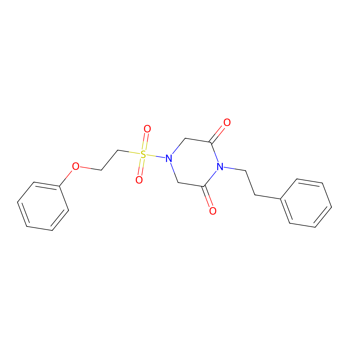 4-[(2-Phenoxyethyl)sulfonyl]-1-(2-phenylethyl)-2,6-piperazinedione molecular structure, CAS 295346-32-6