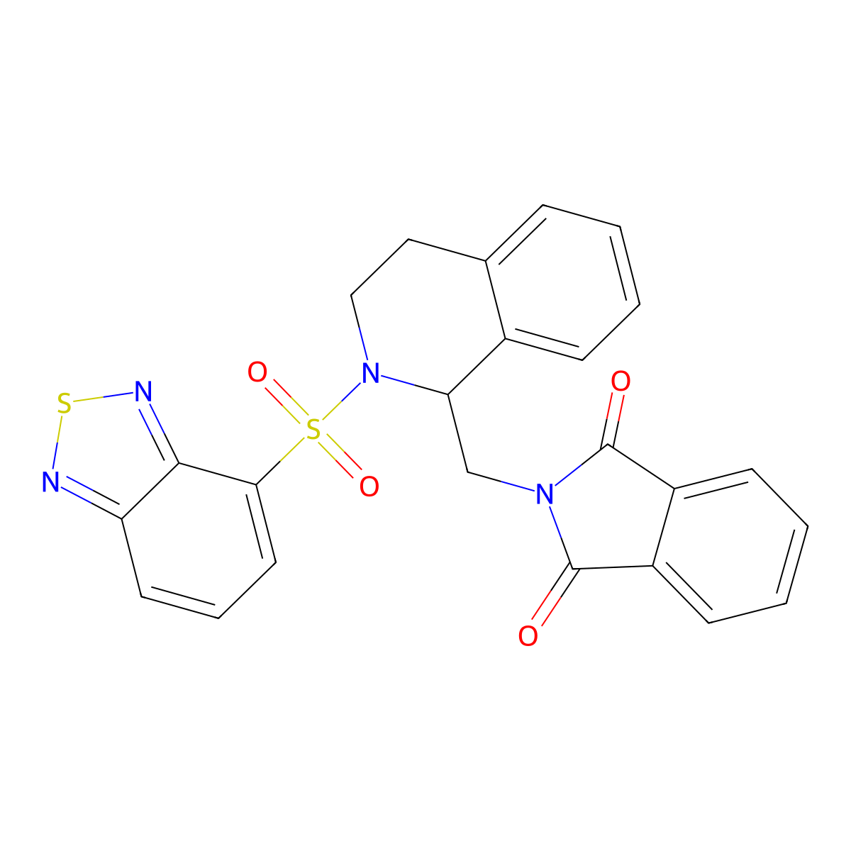2-[[2-(2,1,3-benzothiadiazol-4-ylsulfonyl)-3,4-dihydro-1H-isoquinolin-1-yl]methyl]isoindole-1,3-dione molecular structure, CAS 295346-34-8