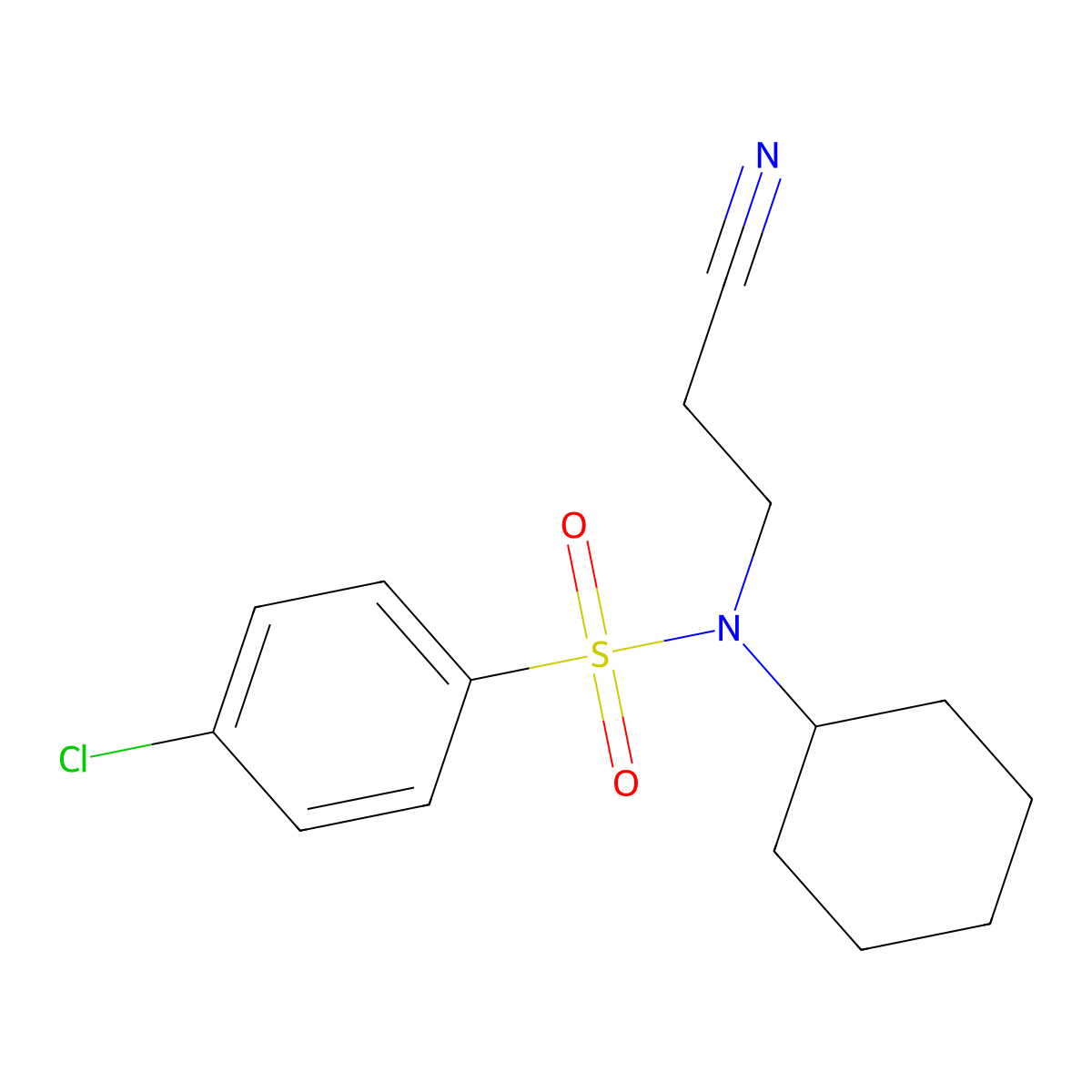 4-chloro-N-(2-cyanoethyl)-N-cyclohexylbenzenesulfonamide molecular structure, CAS 295346-57-5